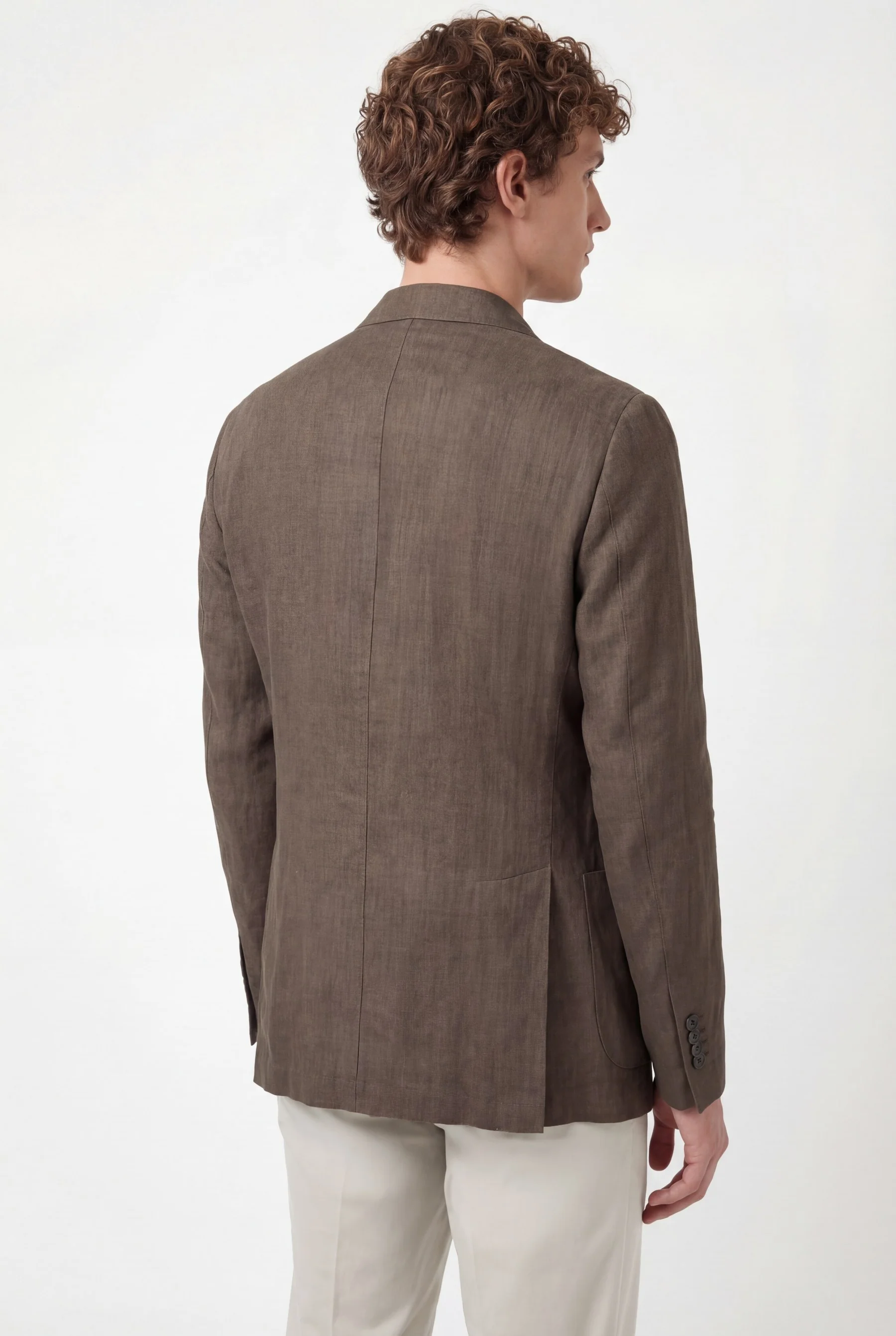 Blazer de espinha em puro linho slim fit - Image 4