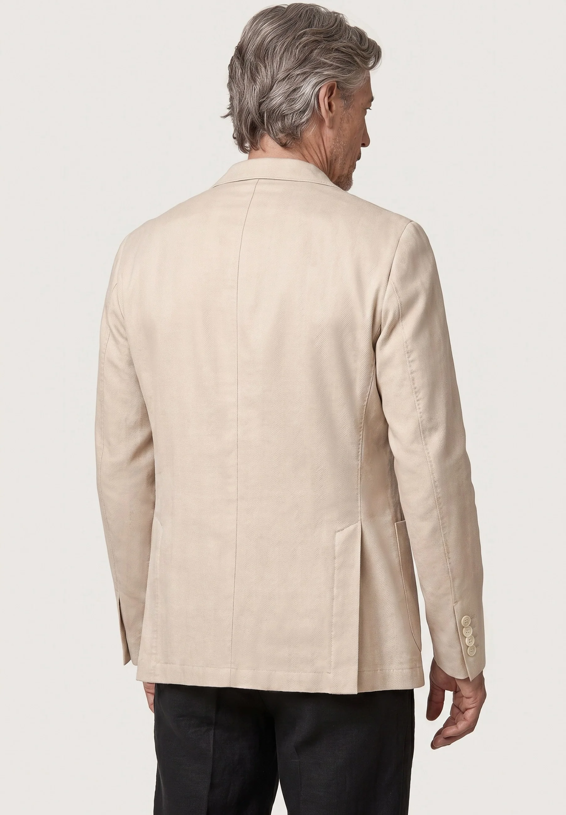 Blazer de espinha em puro linho tecido italiano slim fit - Image 4