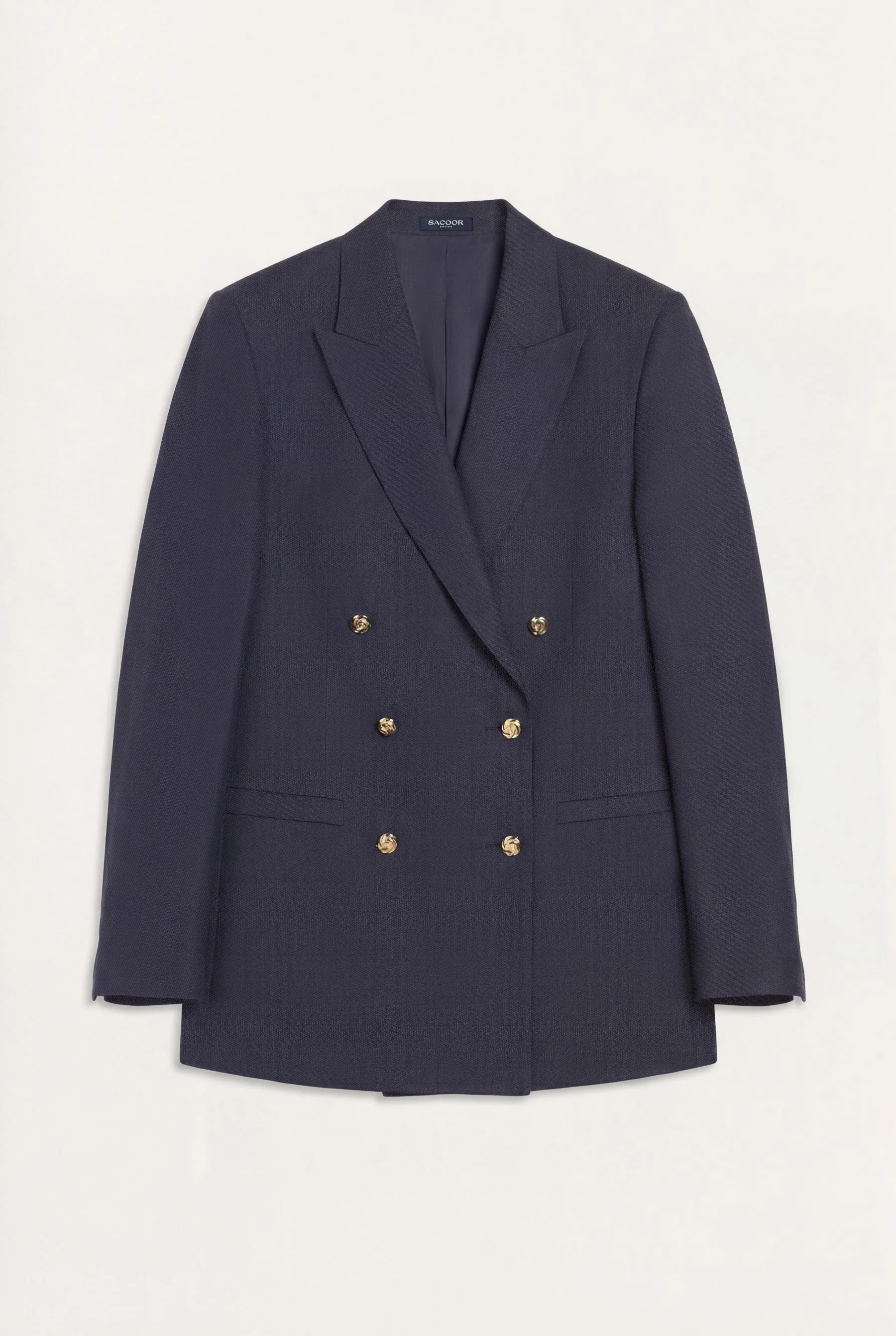 Blazer De Linho Cruzado Regular Straight Fit Com Lapela Em Bico - Image 4