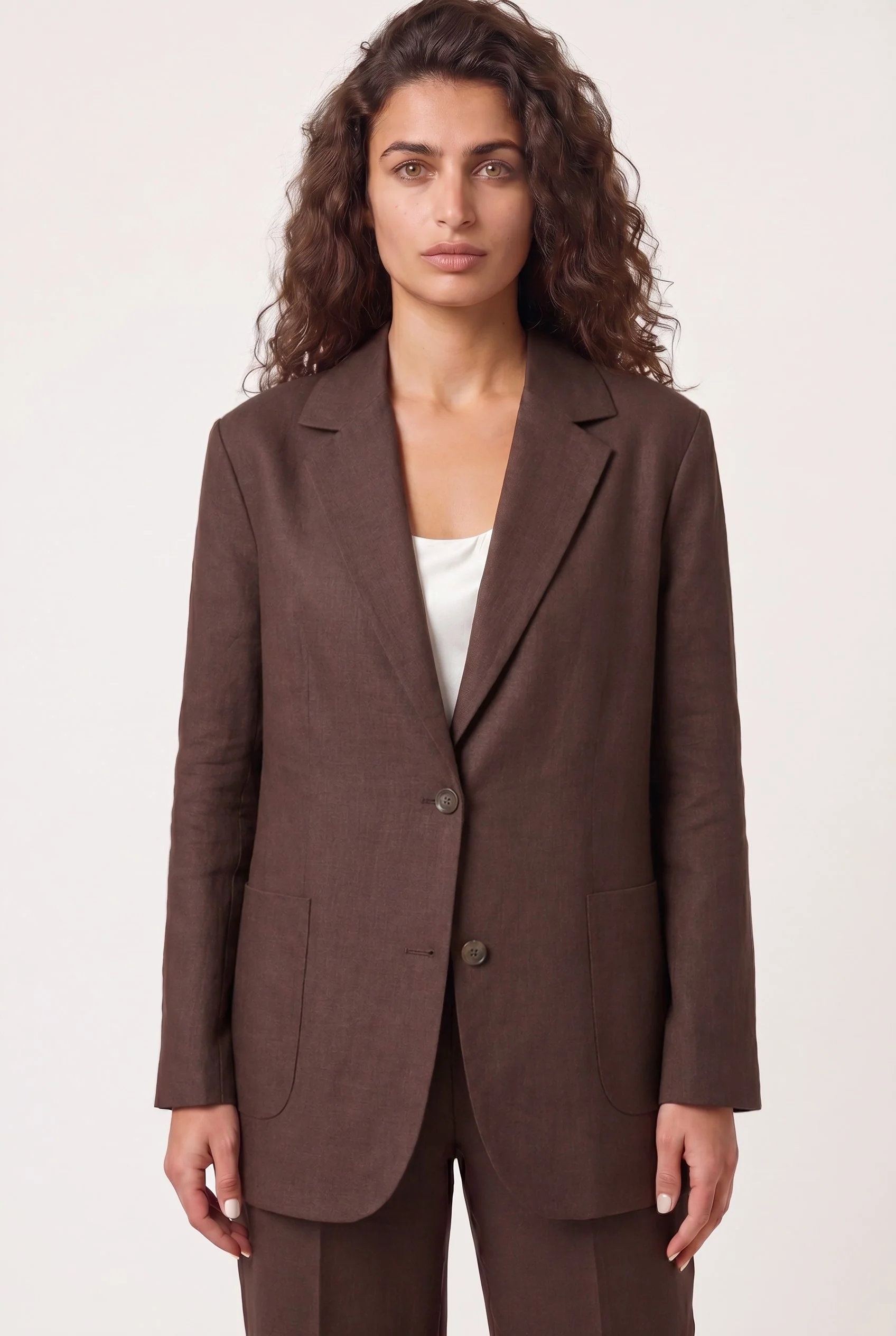 Blazer Oversized Em Linho Com Construção Tipo Camisa E Bolsos De Chapa - Image 3