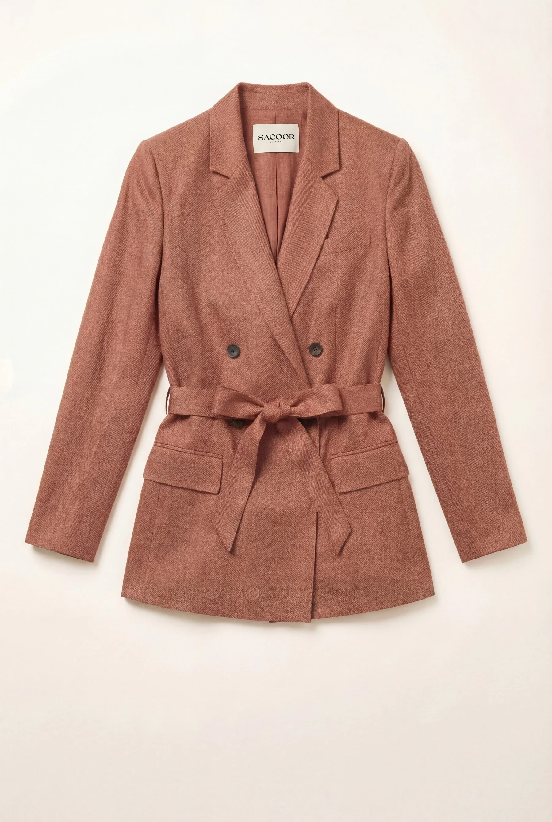 Blazer Regular Fit Com Cinto Em Mistura De Viscose E Linho - Image 5