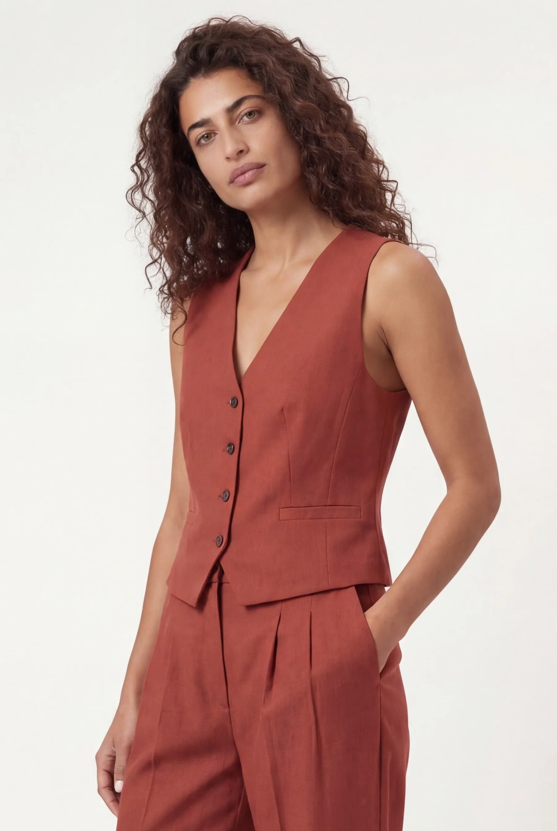 Blazer Regular Fit Em Mistura De Algodão E Linho Com Lapela Em Bico - Image 8