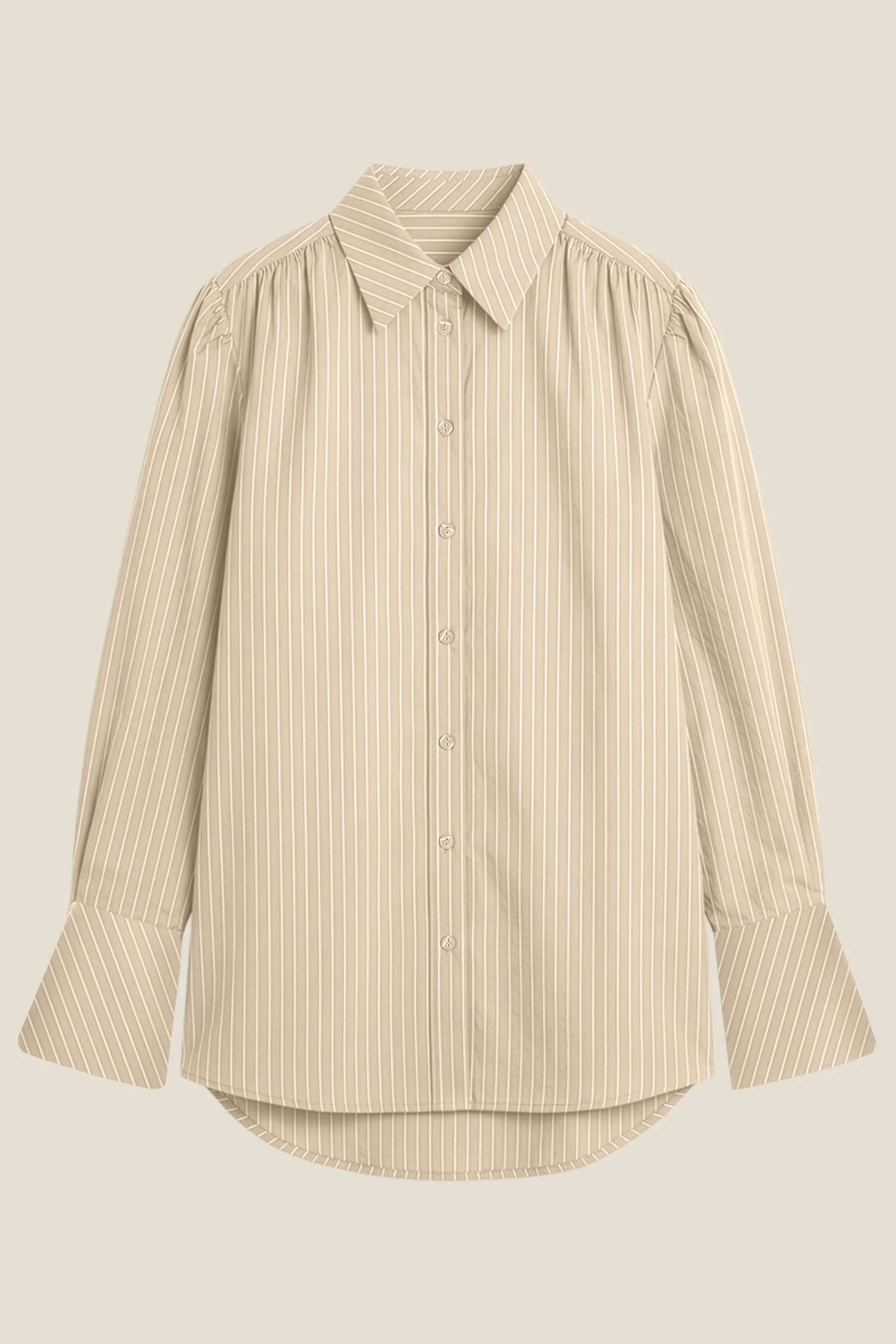 Blusa Oversized Às Riscas Com Fecho De Botões Oculto E Mangas Balão - Image 4