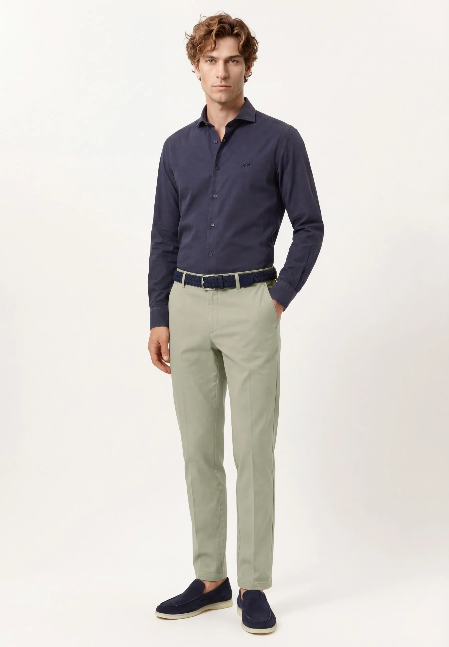 Calças casuais em algodão e elastano, regular fit - Image 26