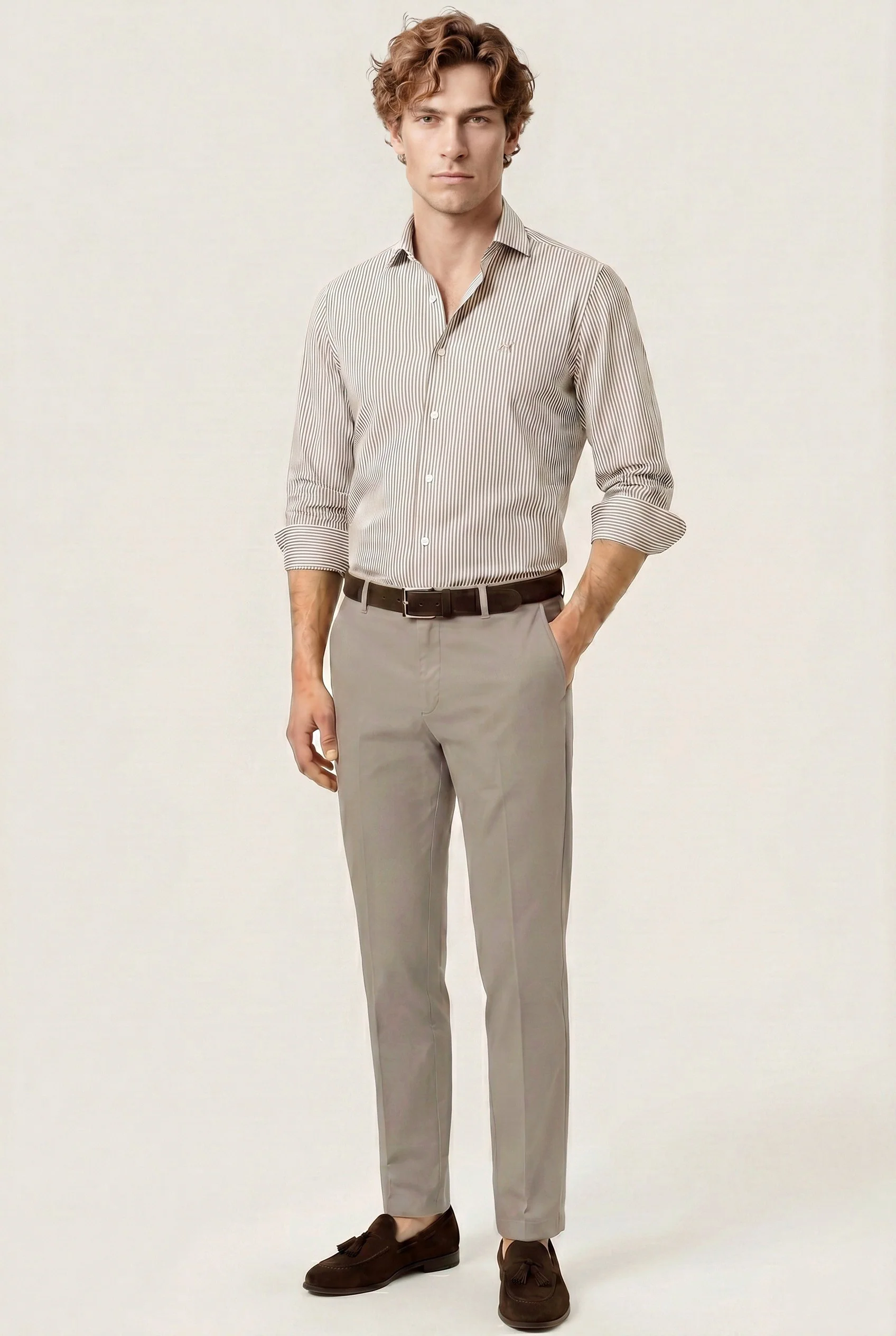 Calças casuais em algodão e elastano, regular fit - Image 30