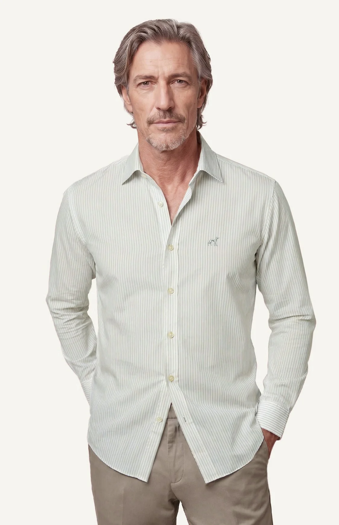 Calças casuais em algodão e elastano, regular fit - Image 32