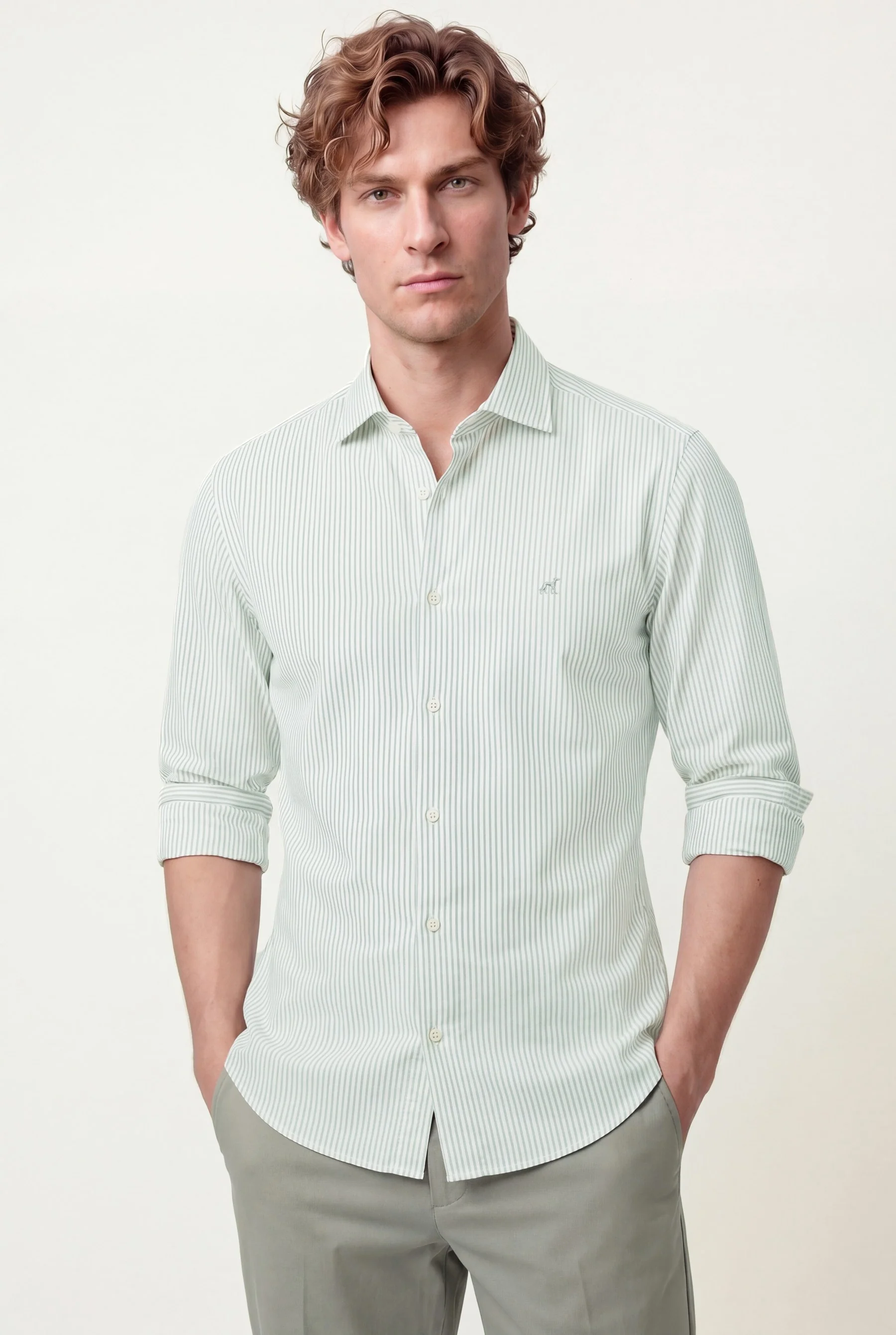 Calças casuais em algodão e elastano, slim fit - Image 36