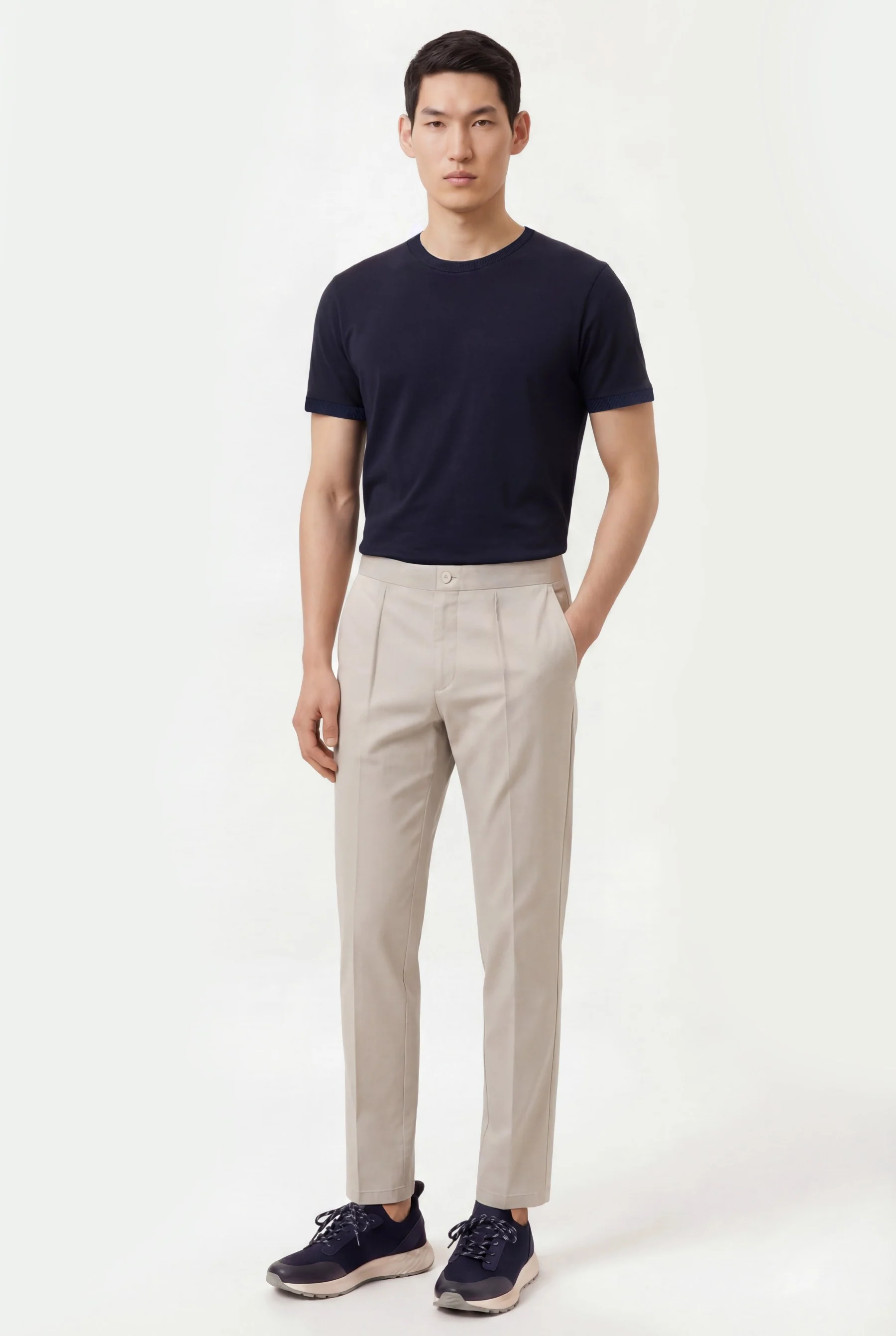 Calças casuais plissadas, linha travel, slim fit - Image 8