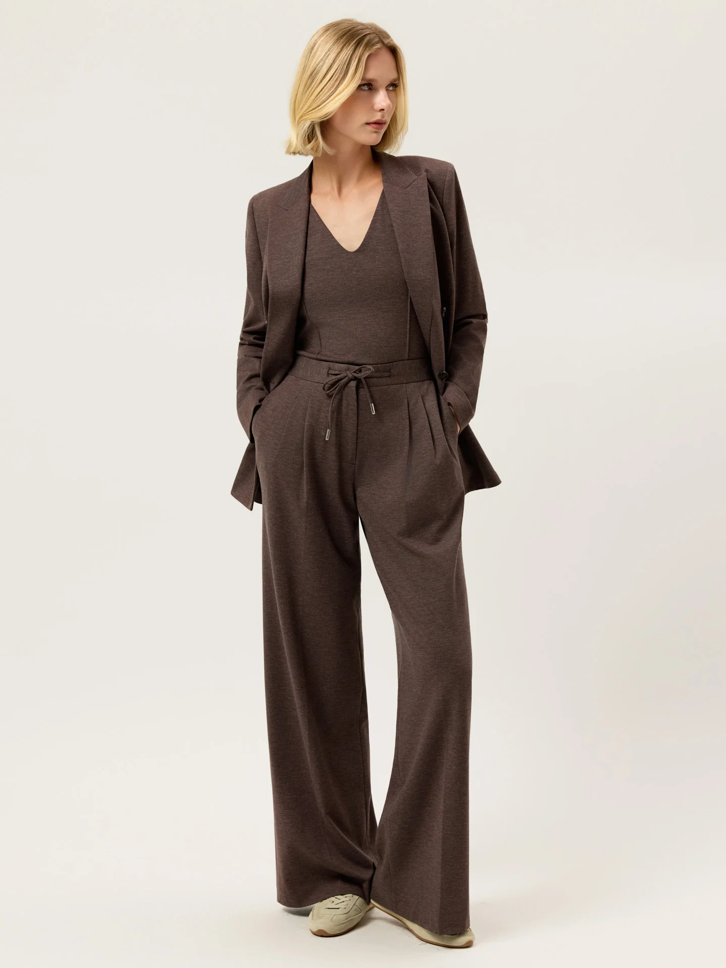 Calças Loose Fit com Cintura Elástica da Edição Luxe Leisure em Mistura de Rayon