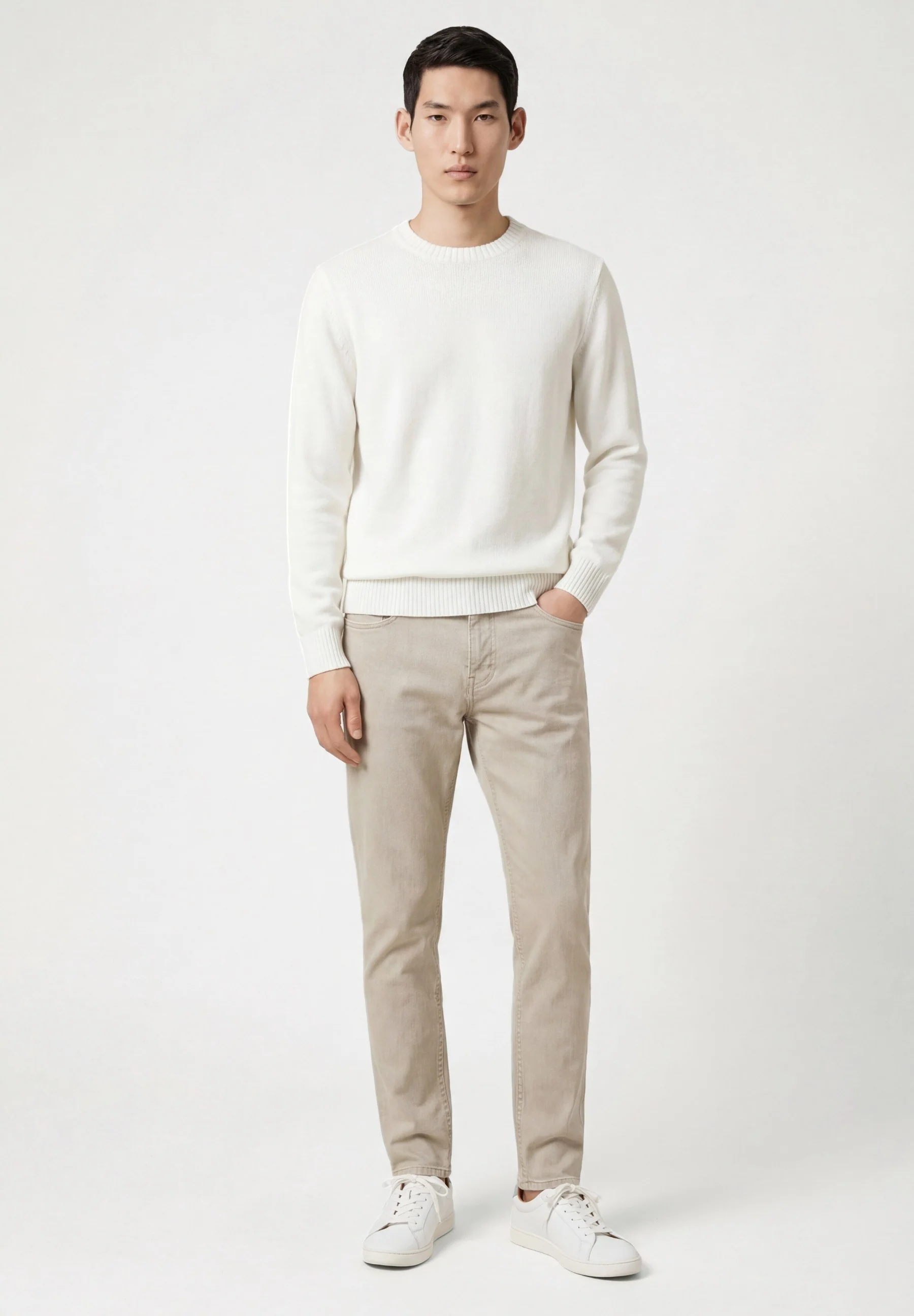 Calças Slim Fit Tingidas Em Pigmento Em Mistura De Tencel, Algodão E Elastano - Image 13