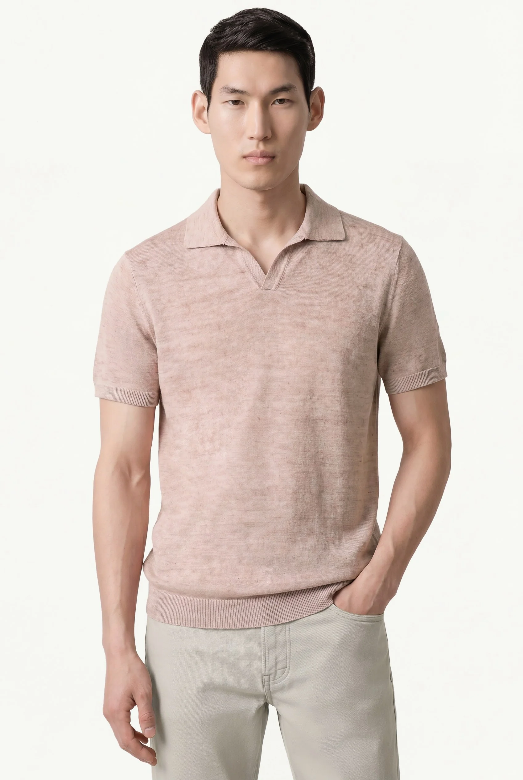 Calças Slim Fit Tingidas Em Pigmento Em Mistura De Tencel, Algodão E Elastano - Image 16