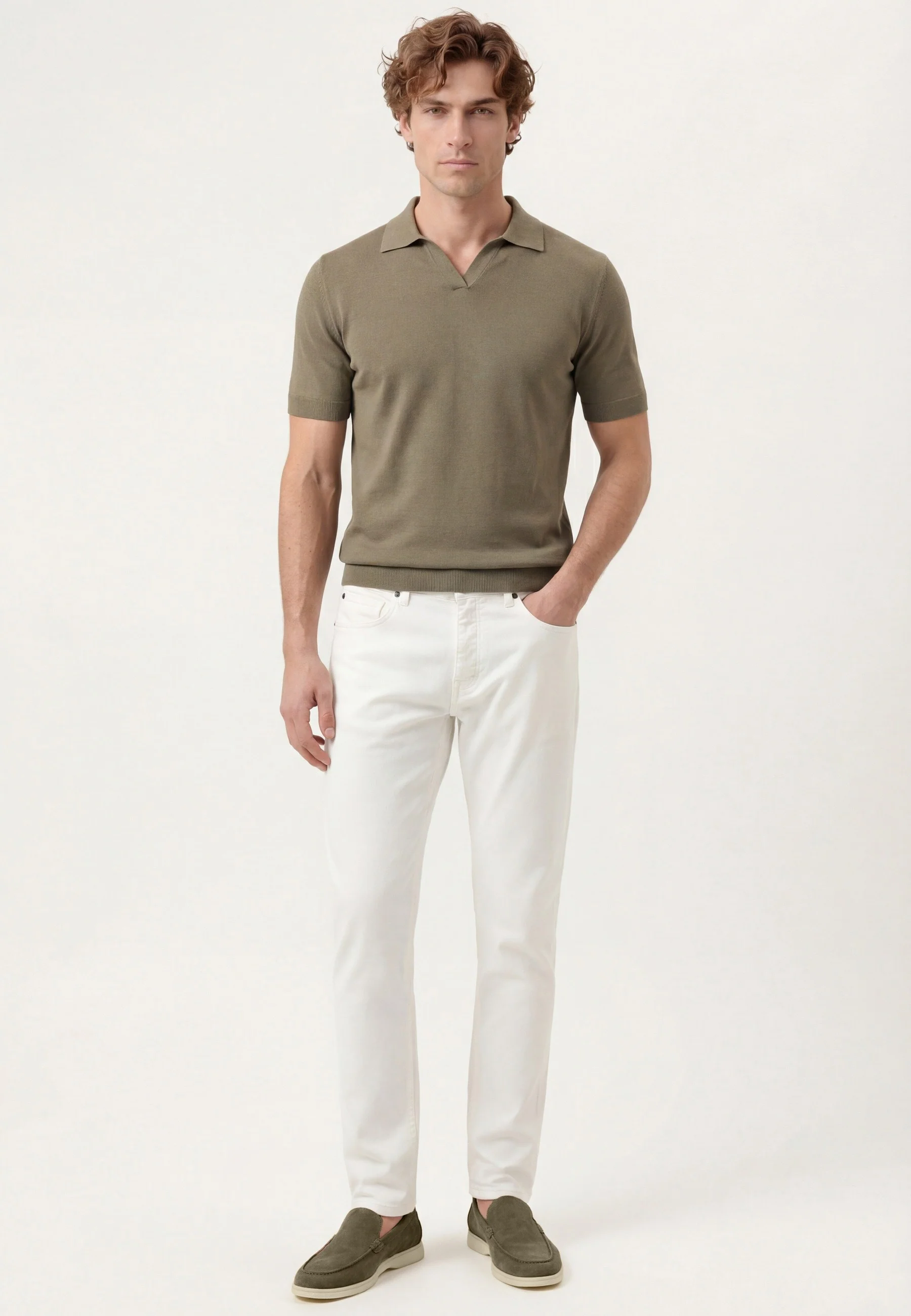 Calças Slim Fit Tingidas Em Pigmento Em Mistura De Tencel, Algodão E Elastano - Image 20
