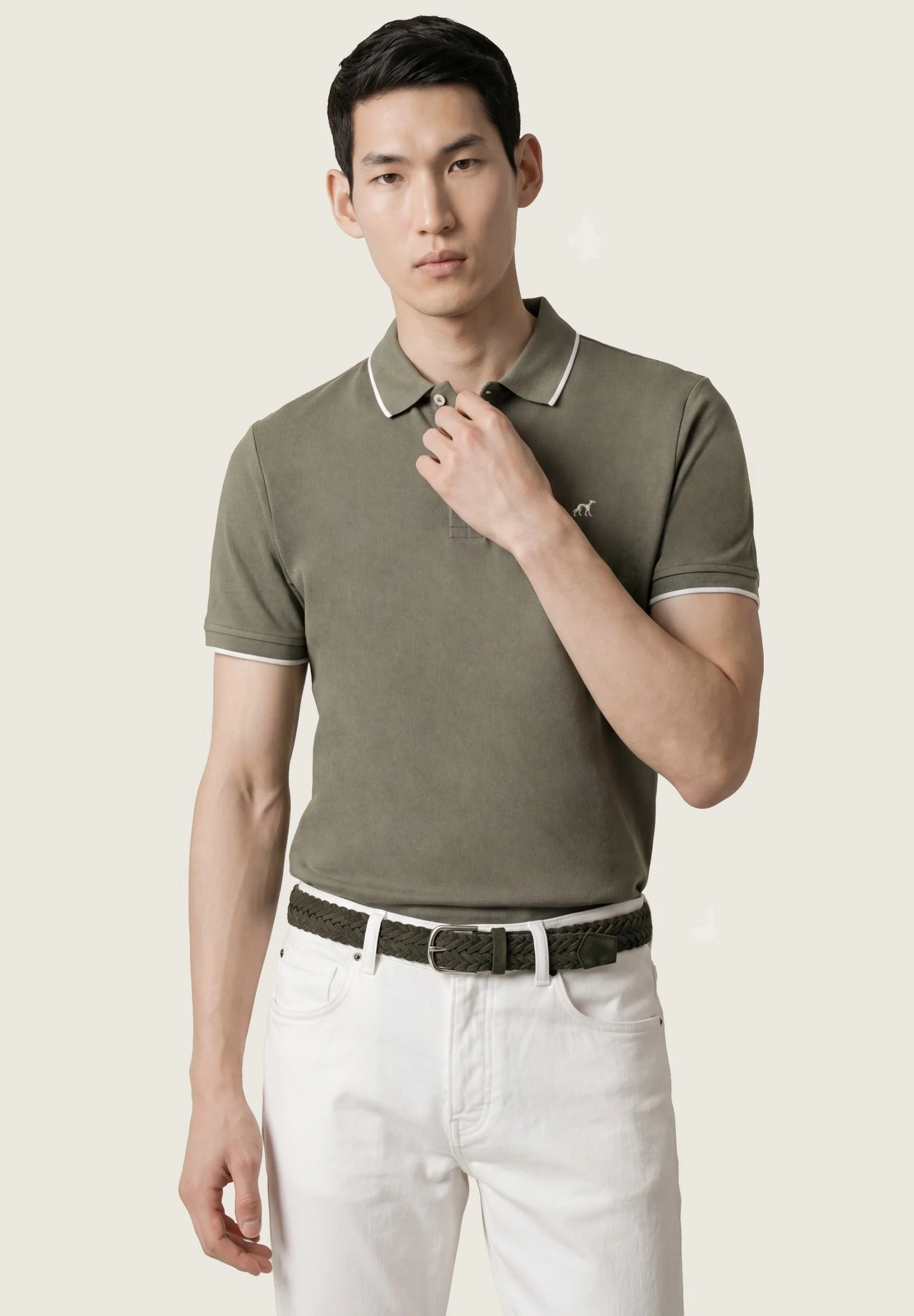 Calças Slim Fit Tingidas Em Pigmento Em Mistura De Tencel, Algodão E Elastano - Image 45