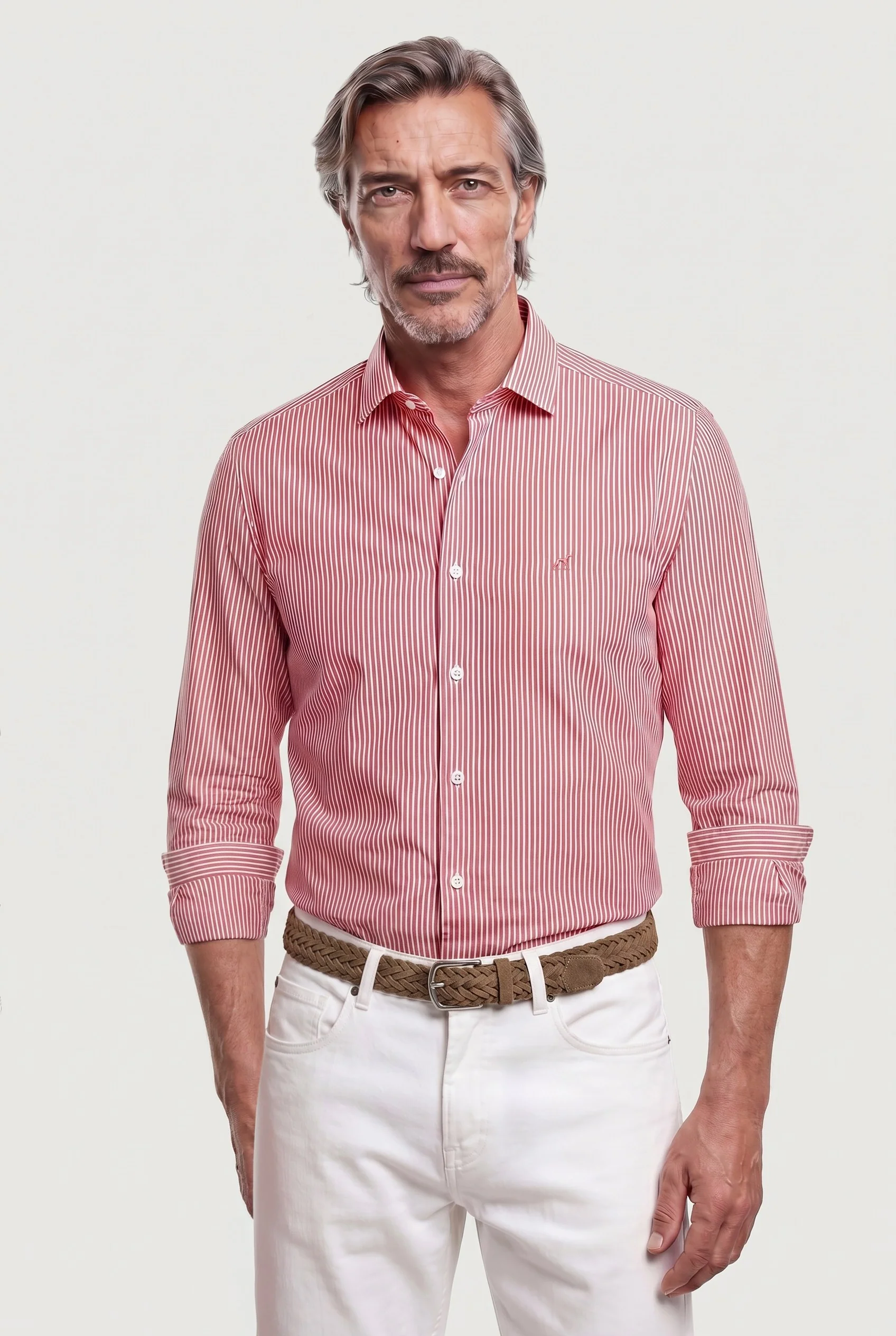 Calças Slim Fit Tingidas Em Pigmento Em Mistura De Tencel, Algodão E Elastano - Image 55