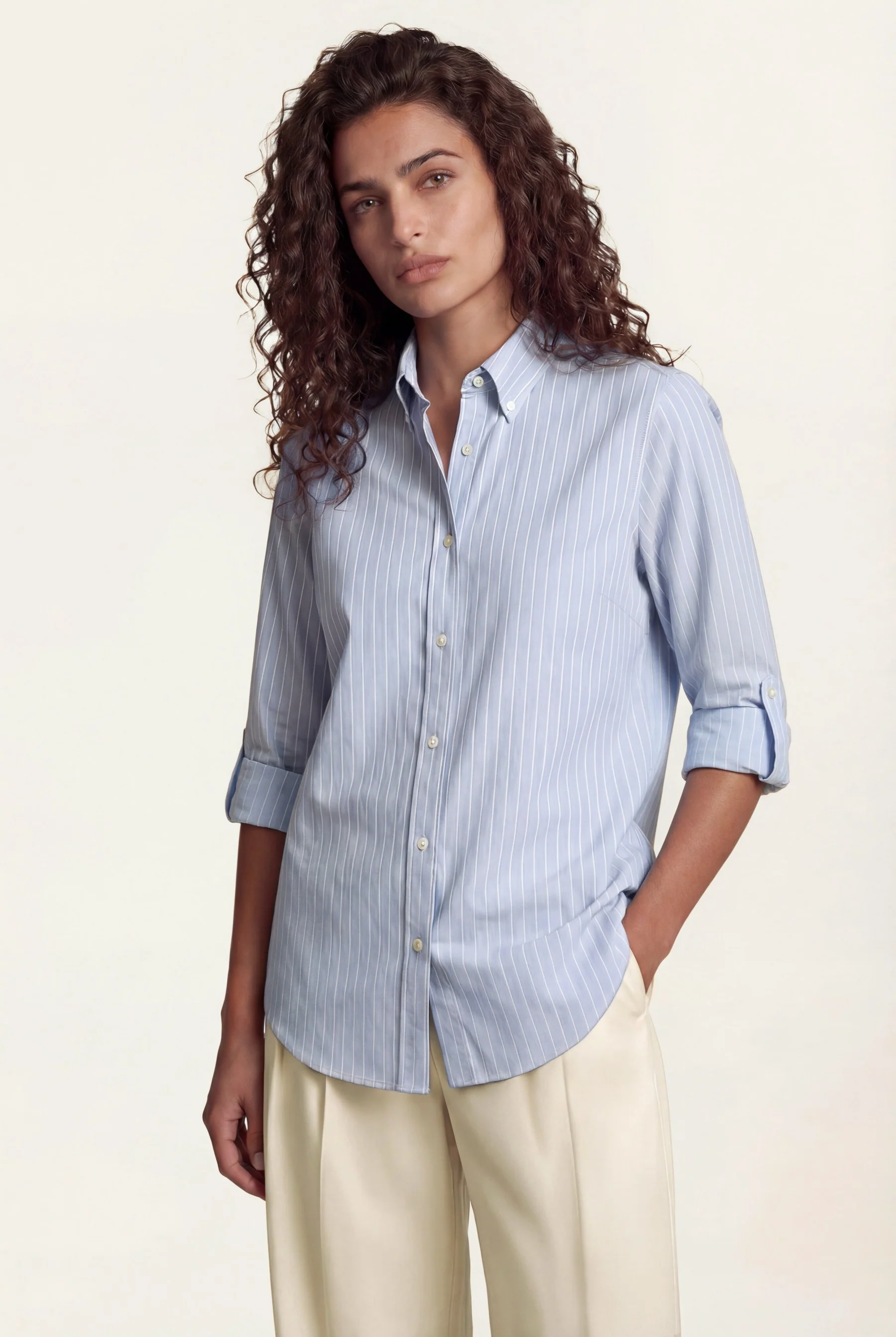 Calças Wide Leg Em Mistura De Tencel E Linho Com Pregas Invertidas - Image 10
