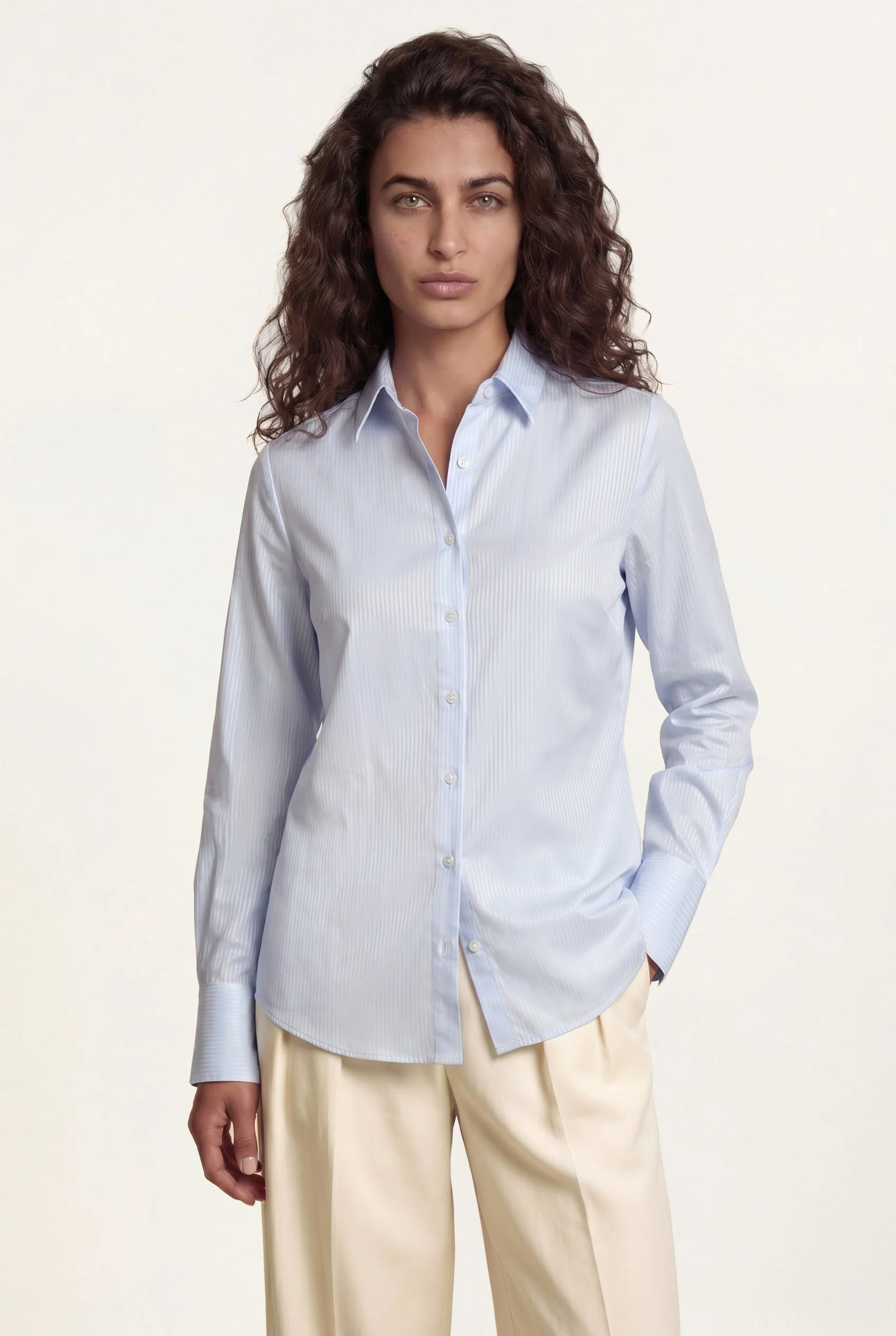 Calças Wide Leg Em Mistura De Tencel E Linho Com Pregas Invertidas - Image 12