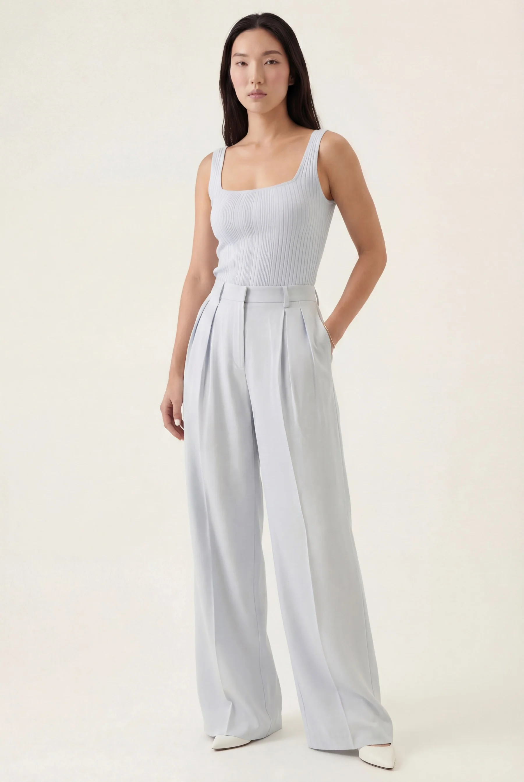 Calças Wide Leg Em Mistura De Tencel E Linho Com Pregas Invertidas - Image 13