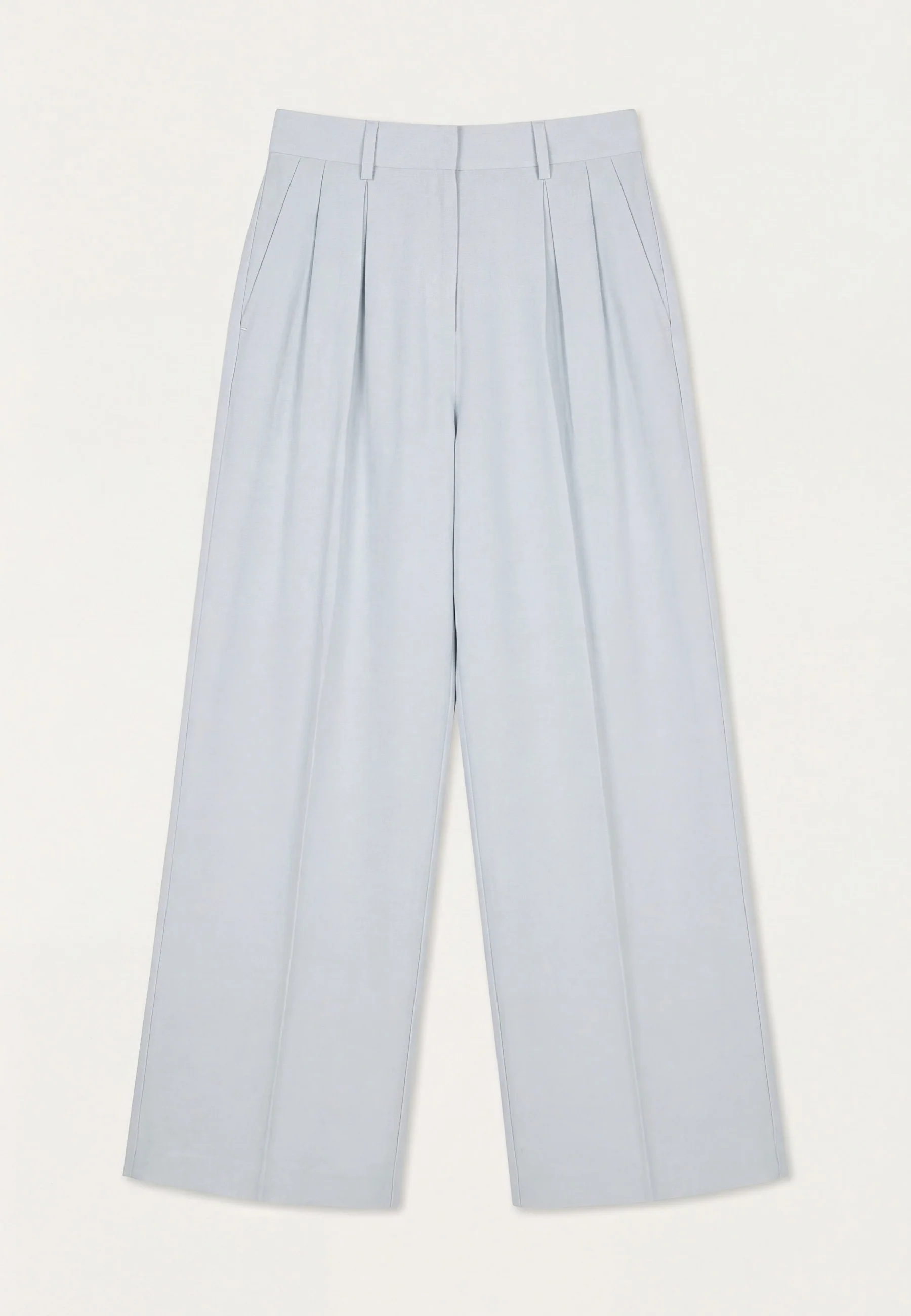 Calças Wide Leg Em Mistura De Tencel E Linho Com Pregas Invertidas - Image 16