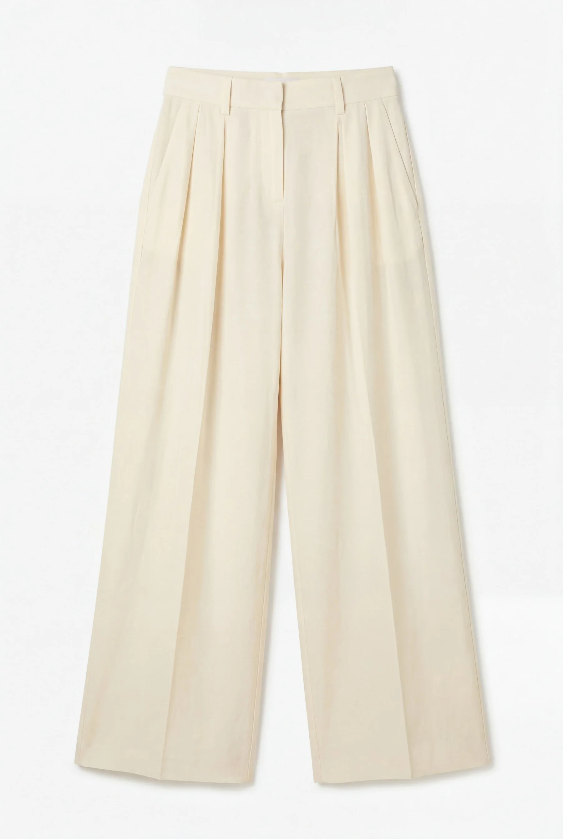 Calças Wide Leg Em Mistura De Tencel E Linho Com Pregas Invertidas - Image 4