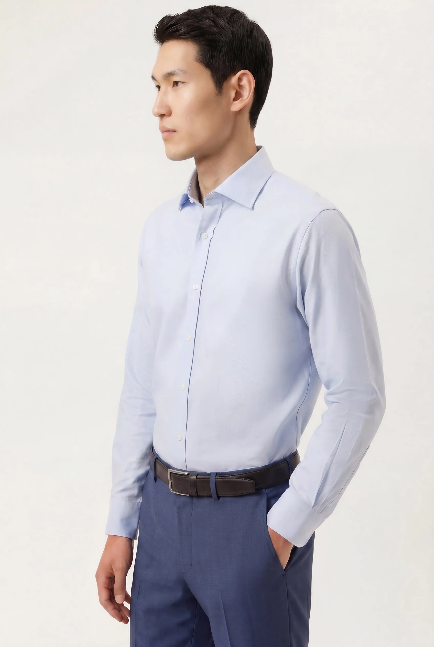 Camisa Business sarja em puro algodão, com colarinho Oxford, regular fit - Image 4