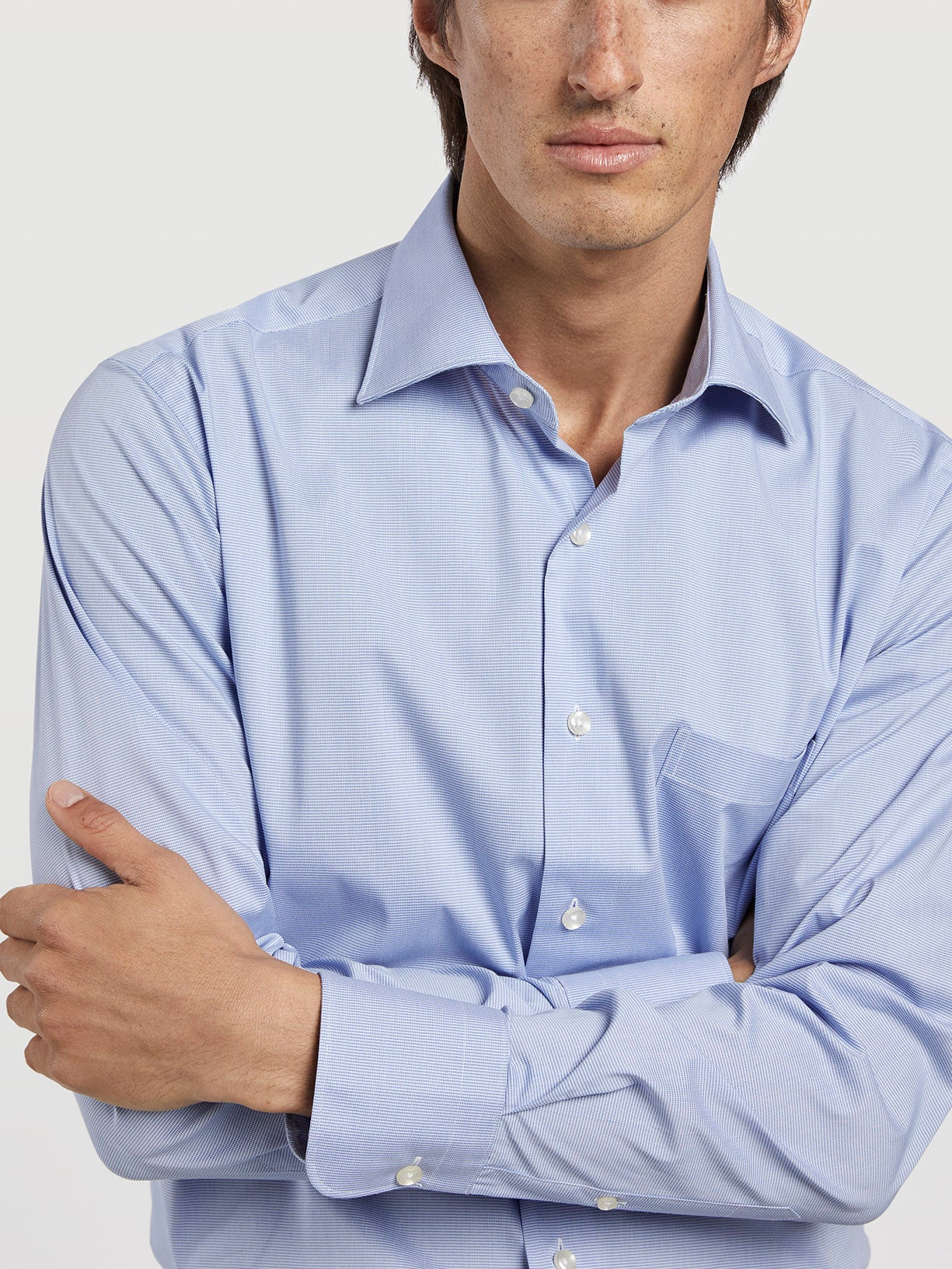 Camisa comfort regular fit em popeline com xadrez pequeno K-easy
