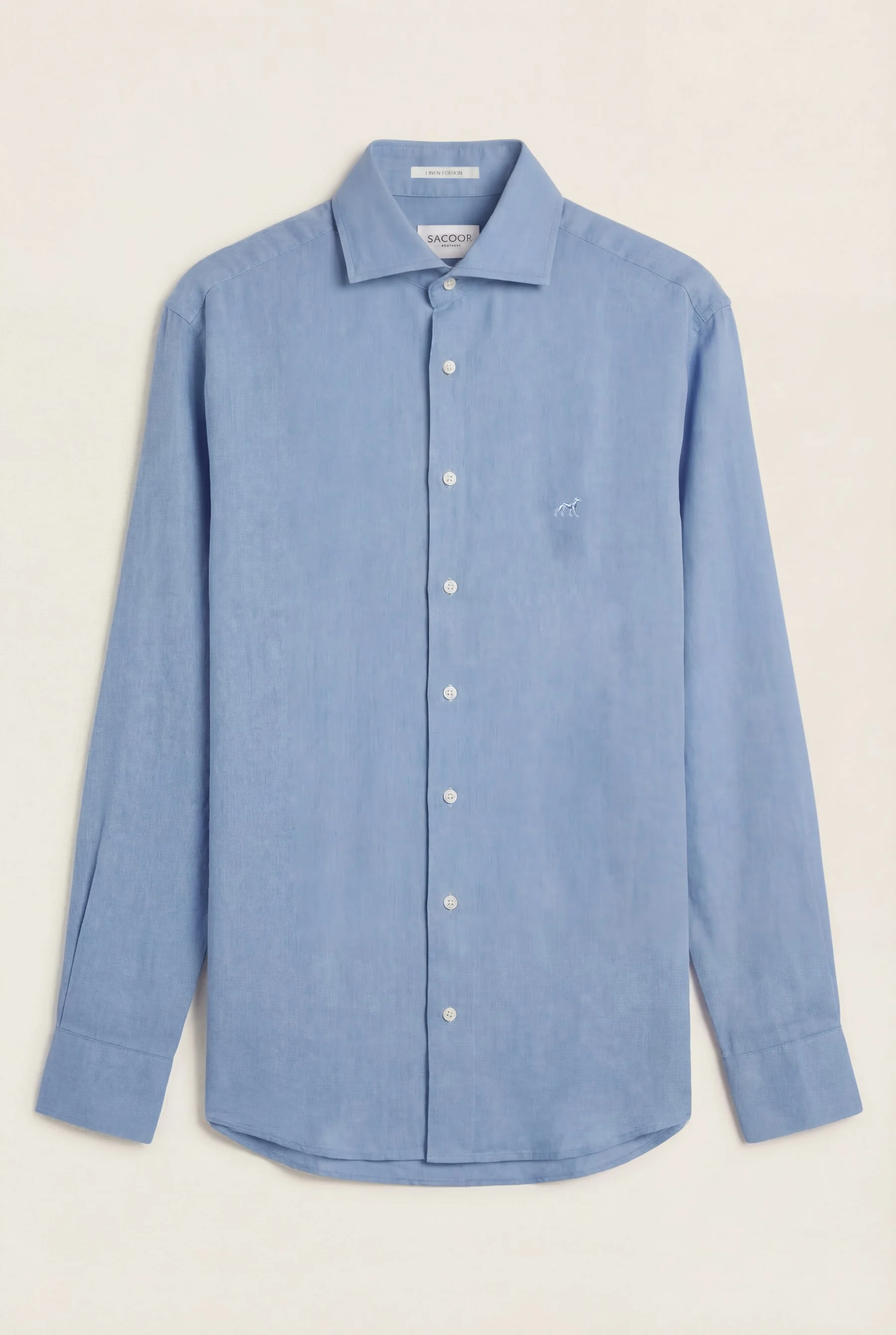 Camisa em algodão e linho, garment dyed, colarinho aberto, slim fit - Image 13