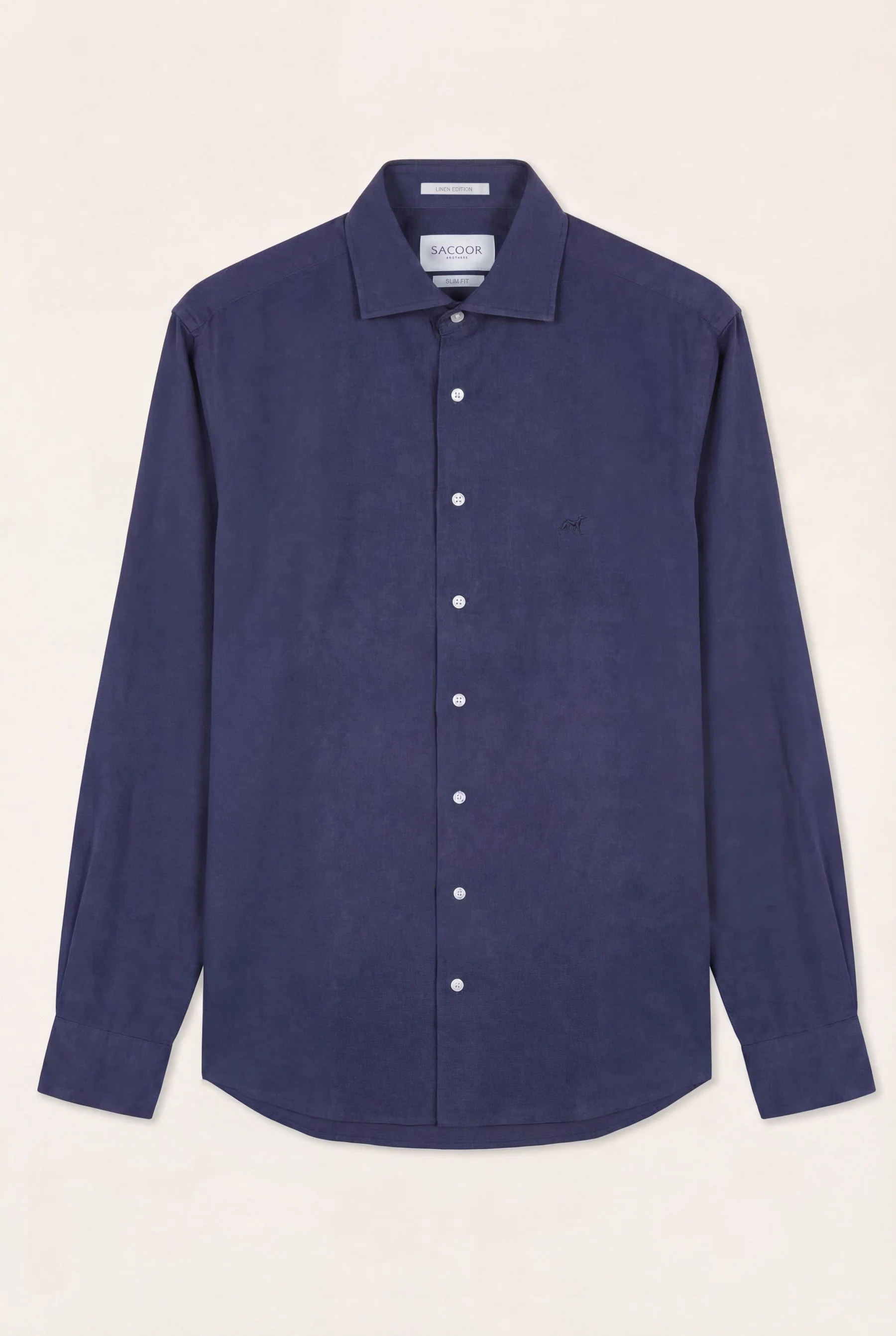 Camisa em algodão e linho, garment dyed, colarinho aberto, slim fit - Image 17