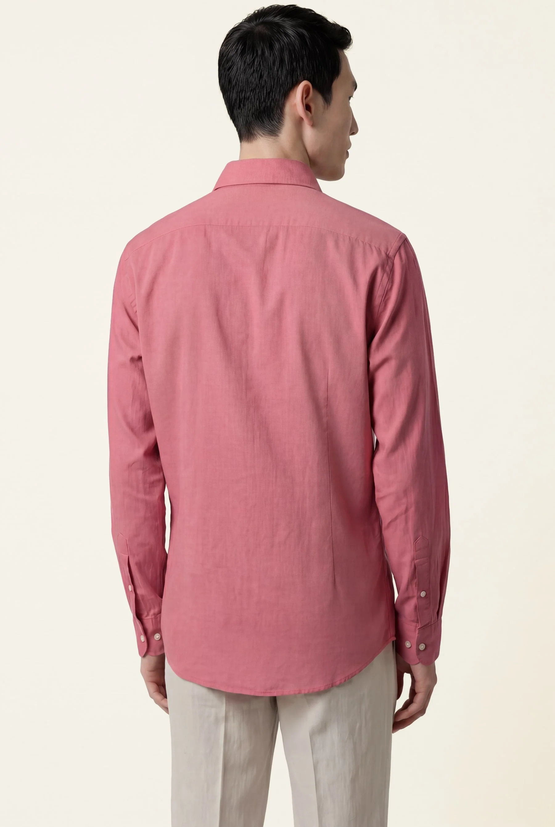 Camisa em algodão e linho, garment dyed, colarinho aberto, slim fit - Image 24