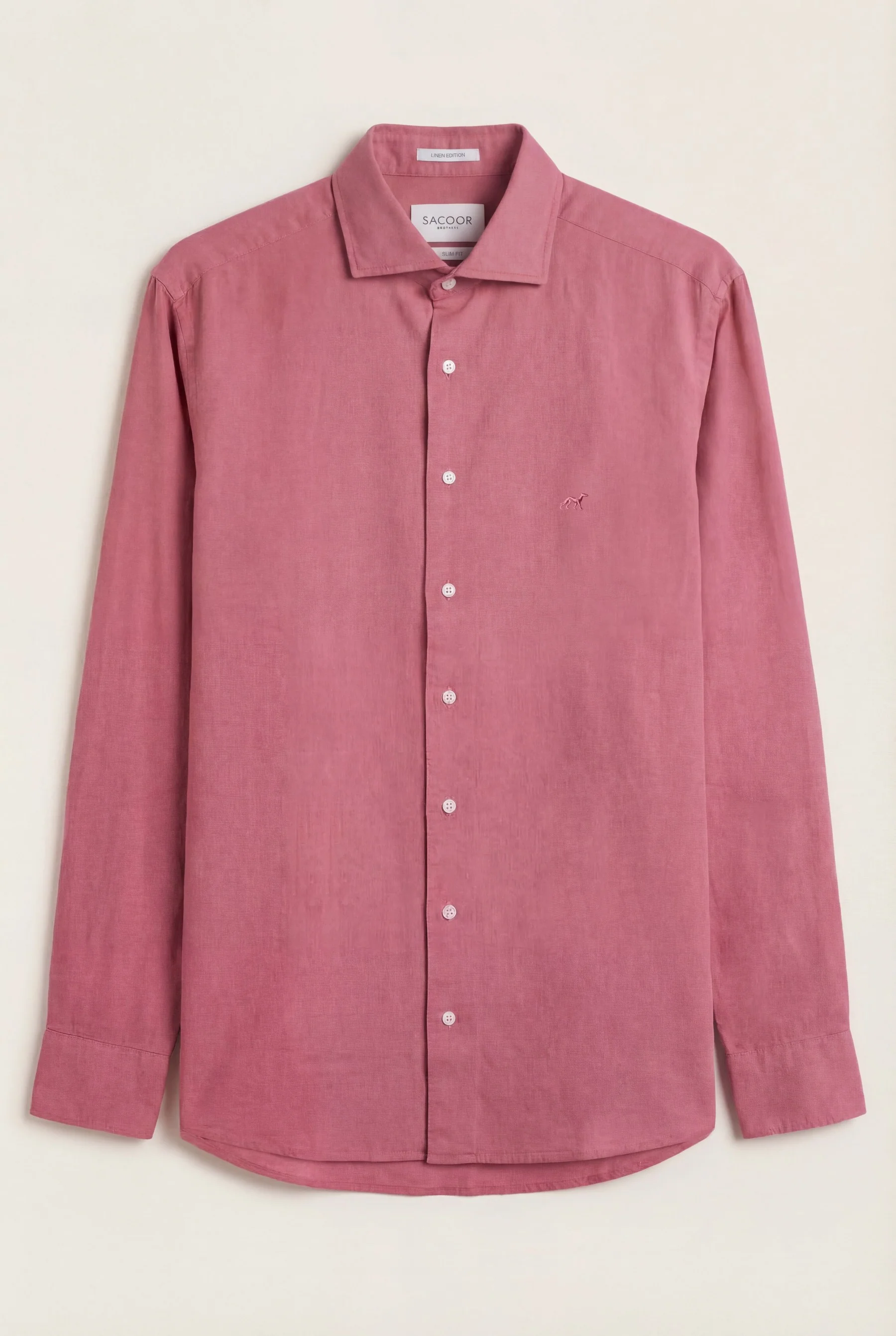 Camisa em algodão e linho, garment dyed, colarinho aberto, slim fit - Image 25