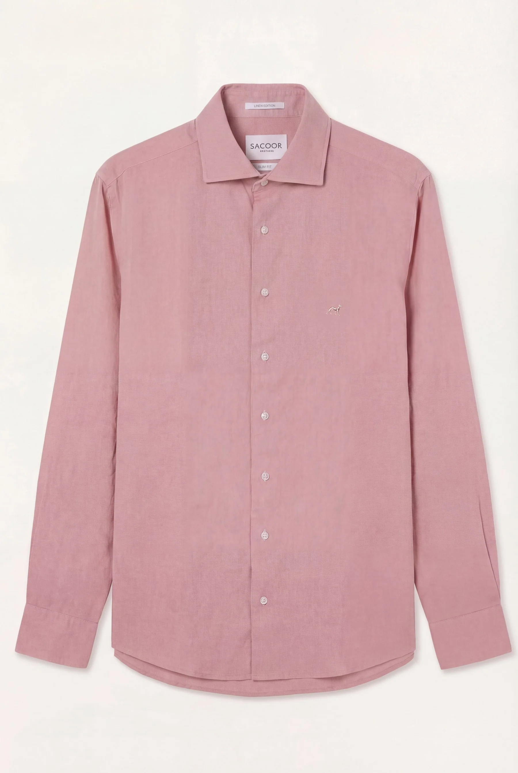 Camisa em algodão e linho, garment dyed, colarinho aberto, slim fit - Image 29