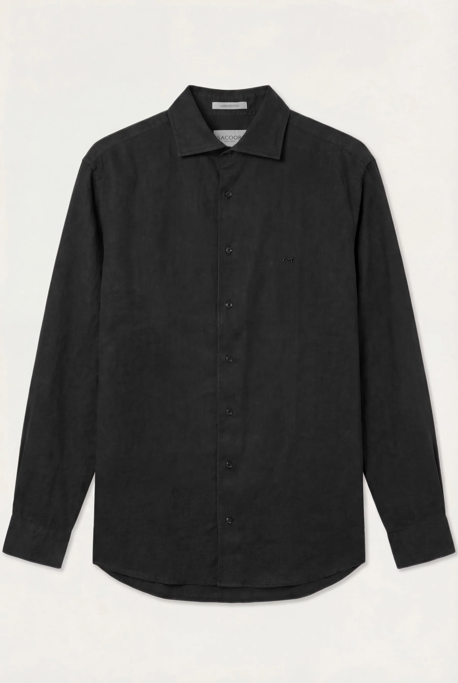 Camisa em algodão e linho, garment dyed, colarinho aberto, slim fit - Image 9