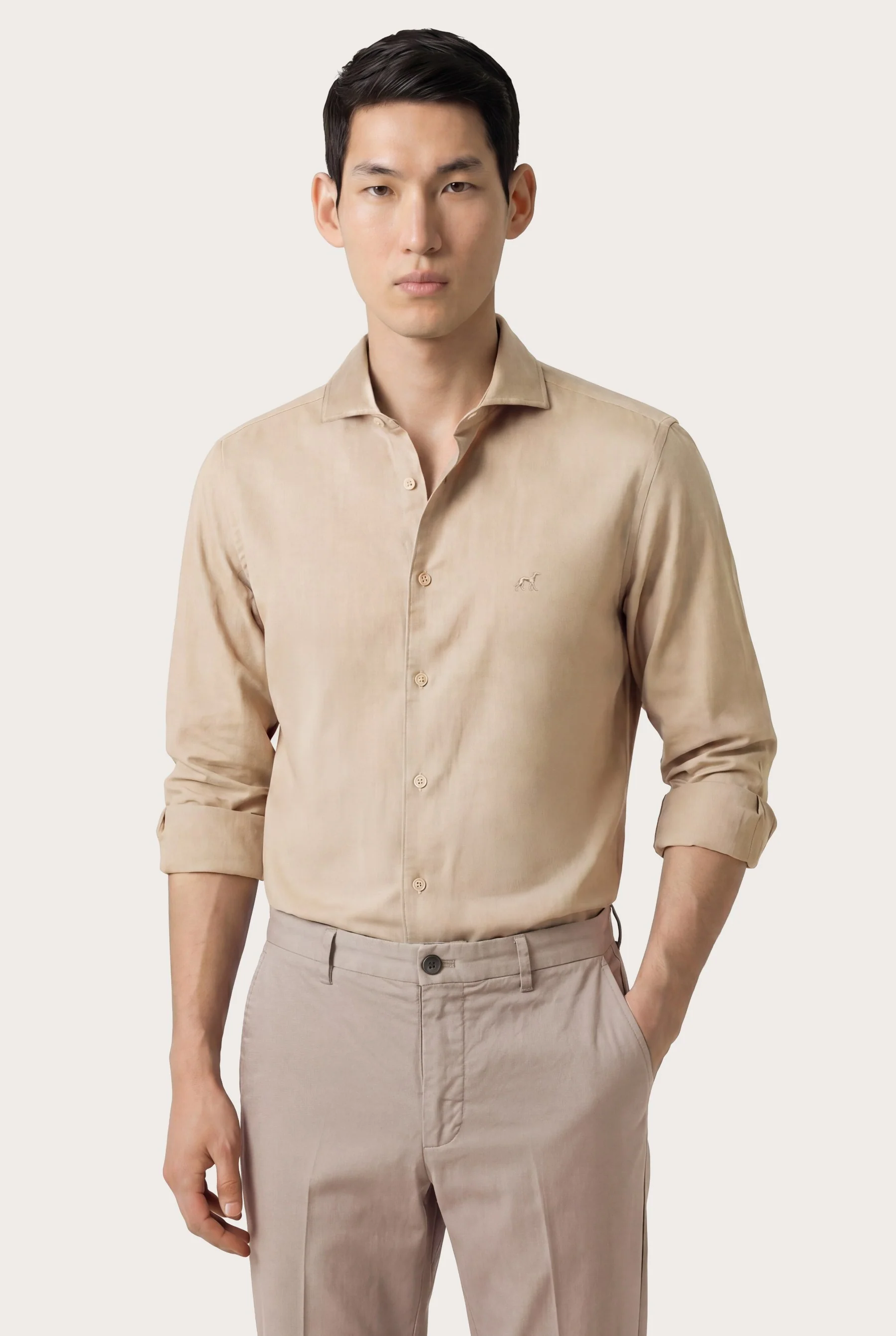 Camisa Estrutura com colarinho aberto, slim fit - Image 5