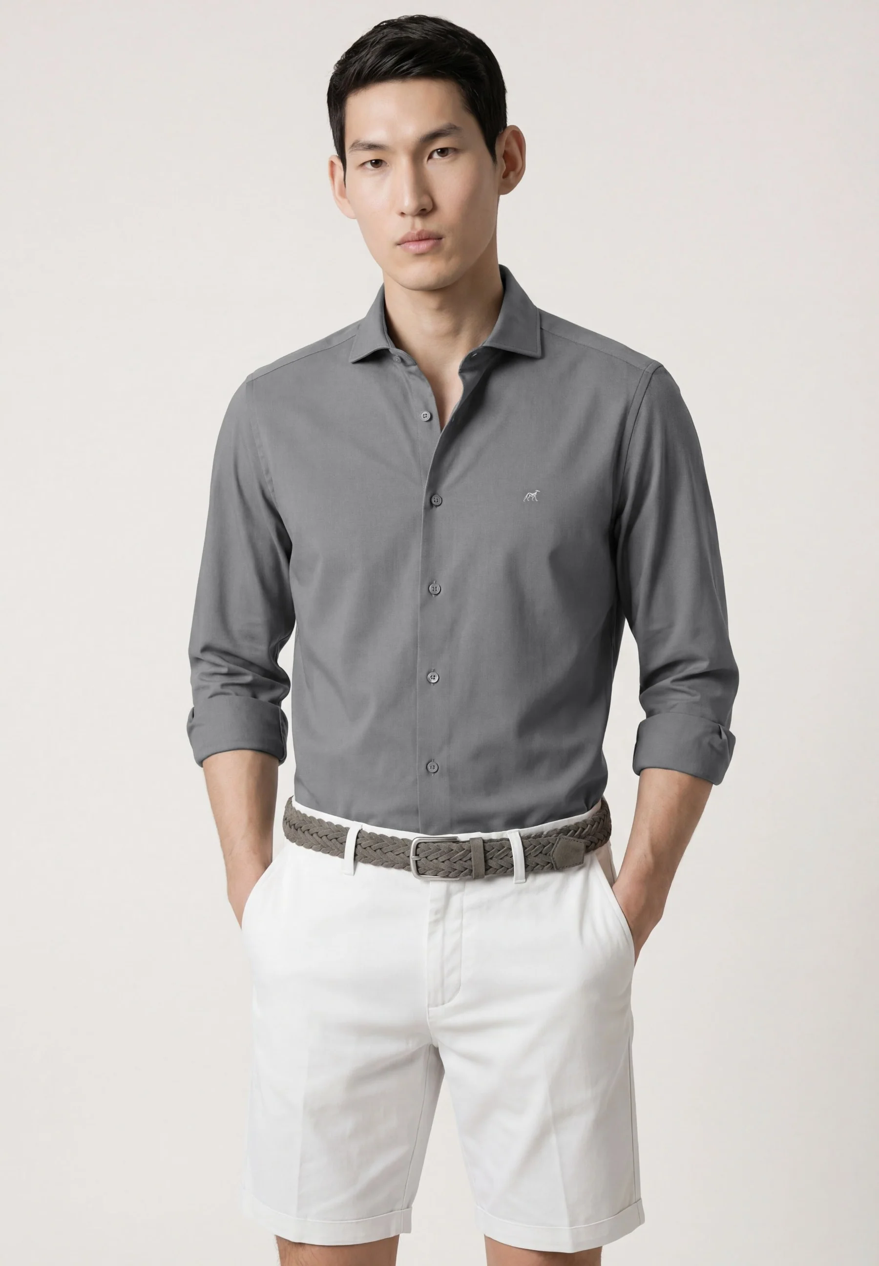 Camisa Estrutura com colarinho aberto, slim fit - Image 9