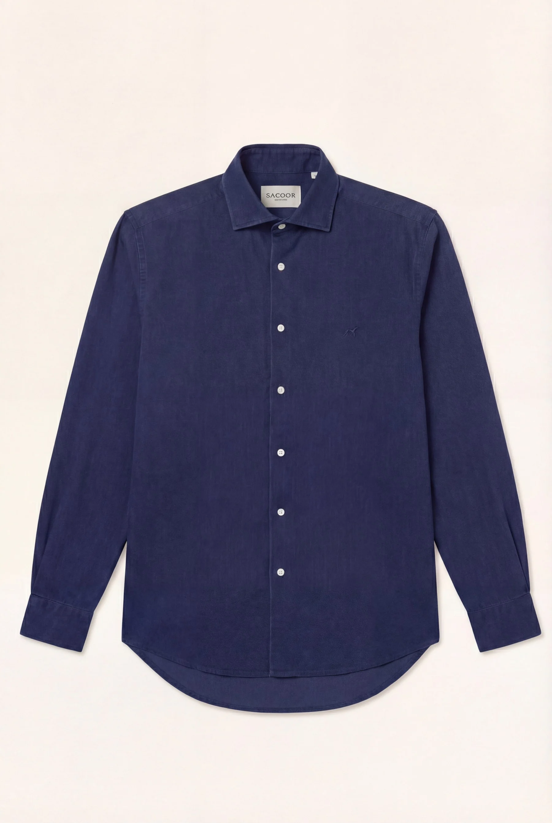 Camisa Jacquard Denim com colarinho aberto, slim fit - Image 4