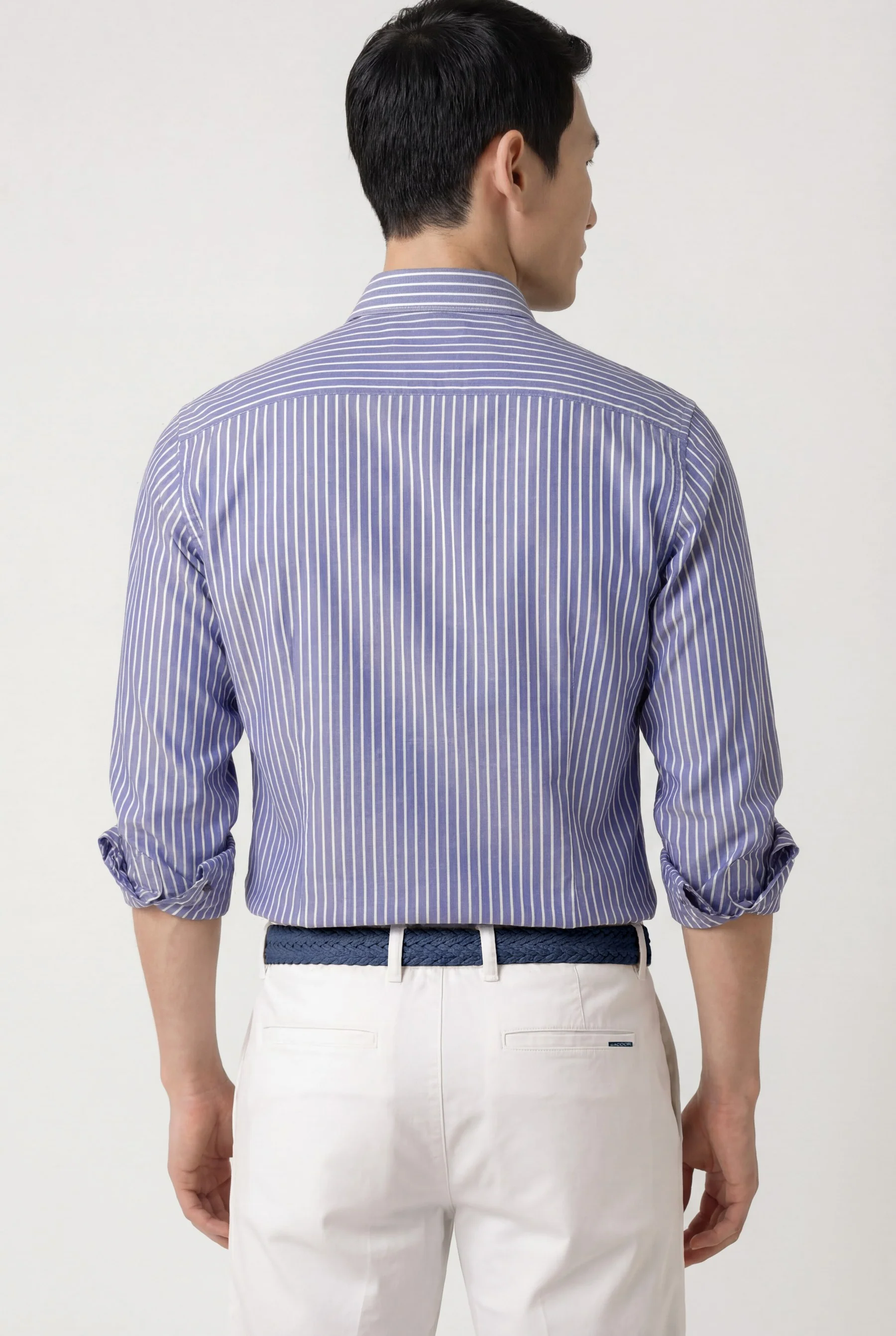 Camisa Oxford às riscas colarinho aberto, slim fit - Image 3