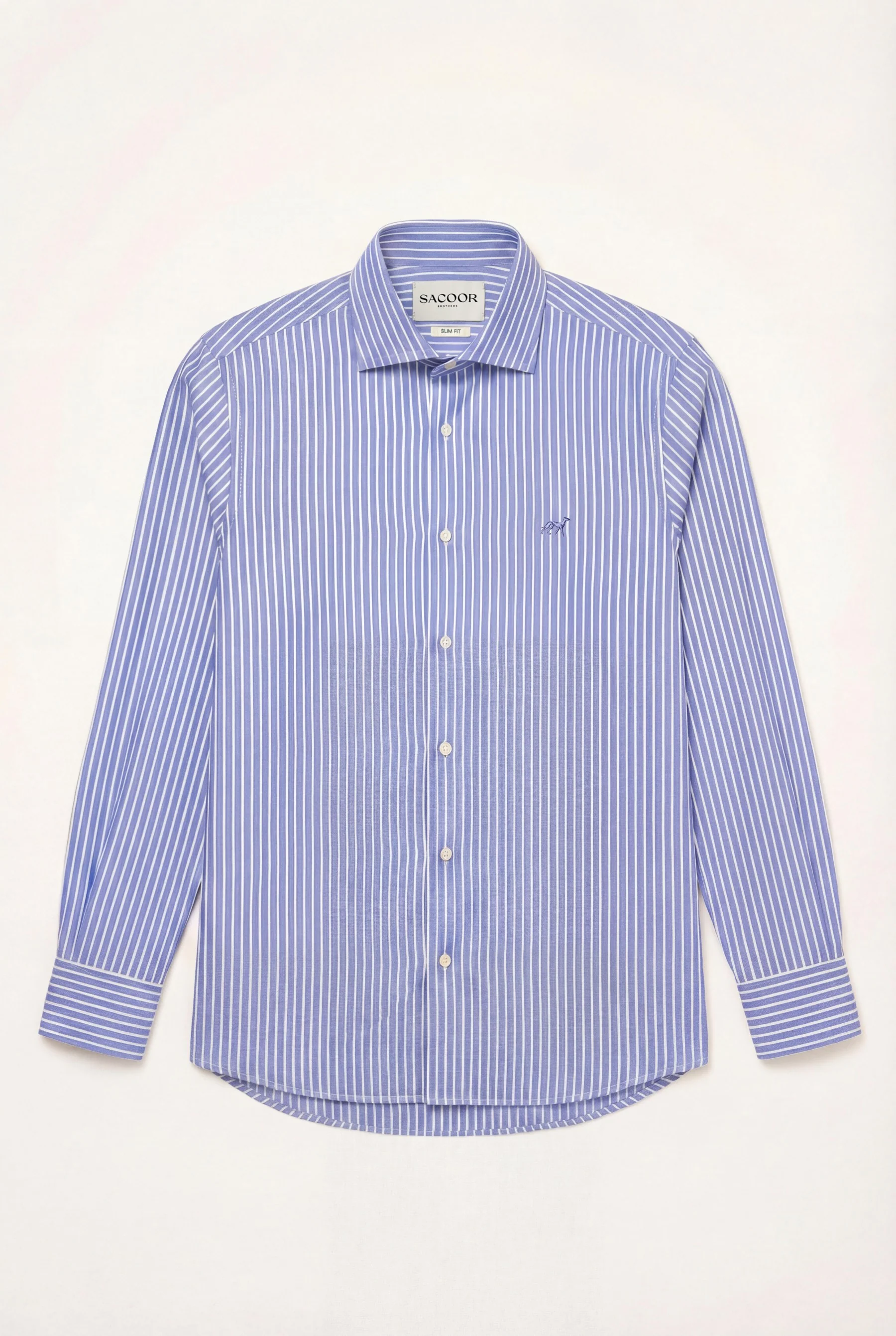Camisa Oxford às riscas colarinho aberto, slim fit - Image 4