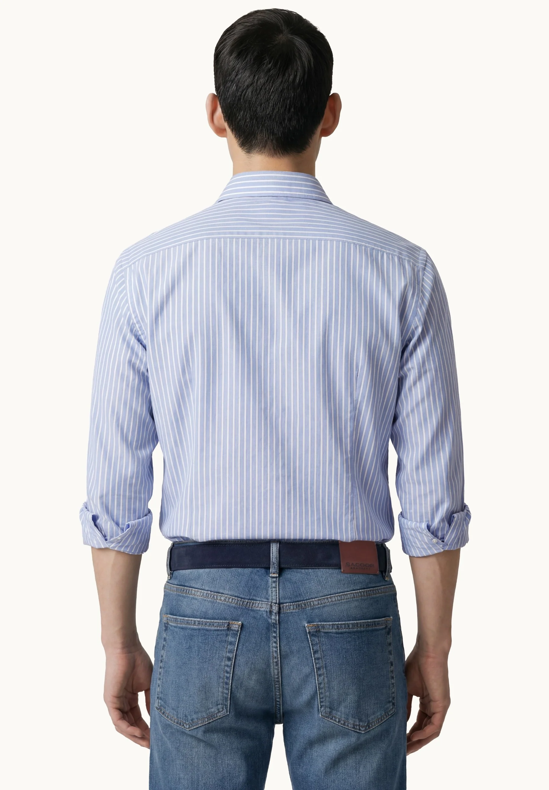 Camisa Oxford às riscas colarinho aberto, slim fit - Image 7