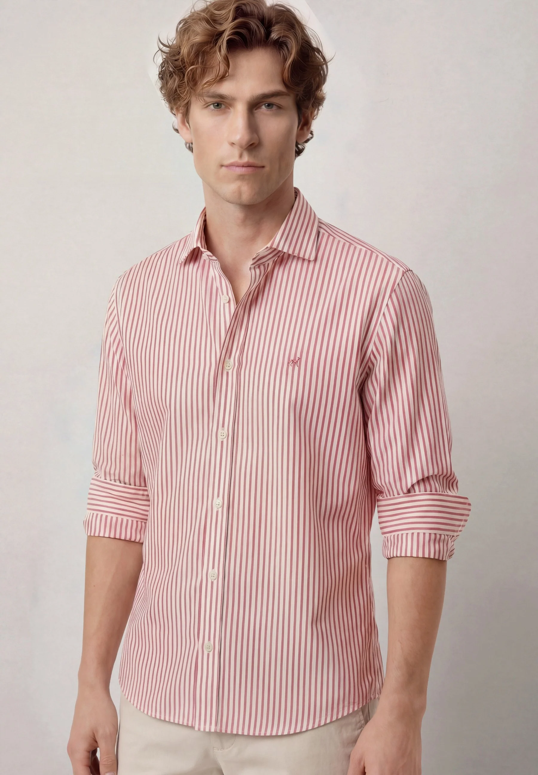 Camisa Oxford às riscas com colarinho aberto, regular fit - Image 10