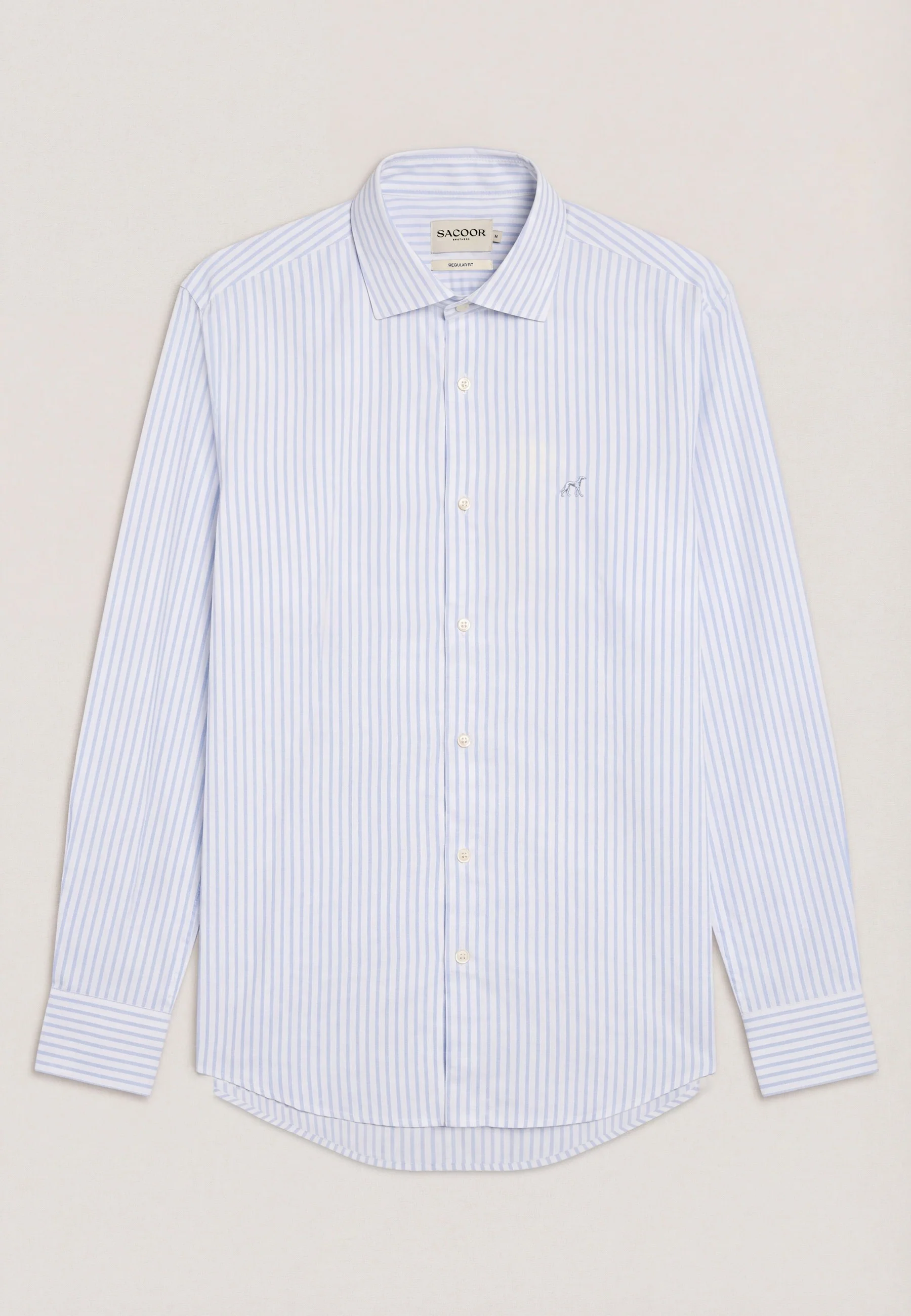 Camisa Oxford às riscas com colarinho aberto, regular fit - Image 7