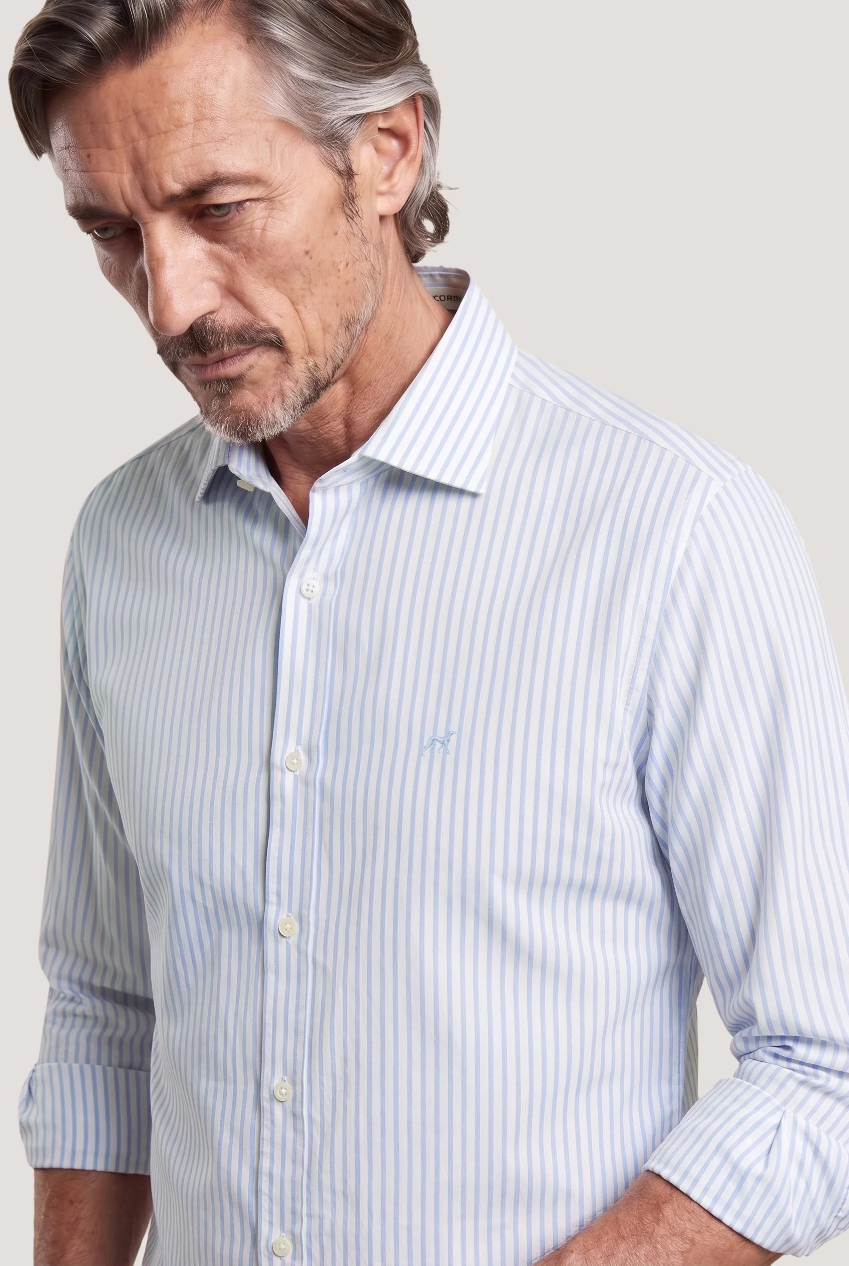 Camisa Oxford às riscas com colarinho aberto, regular fit - Image 8