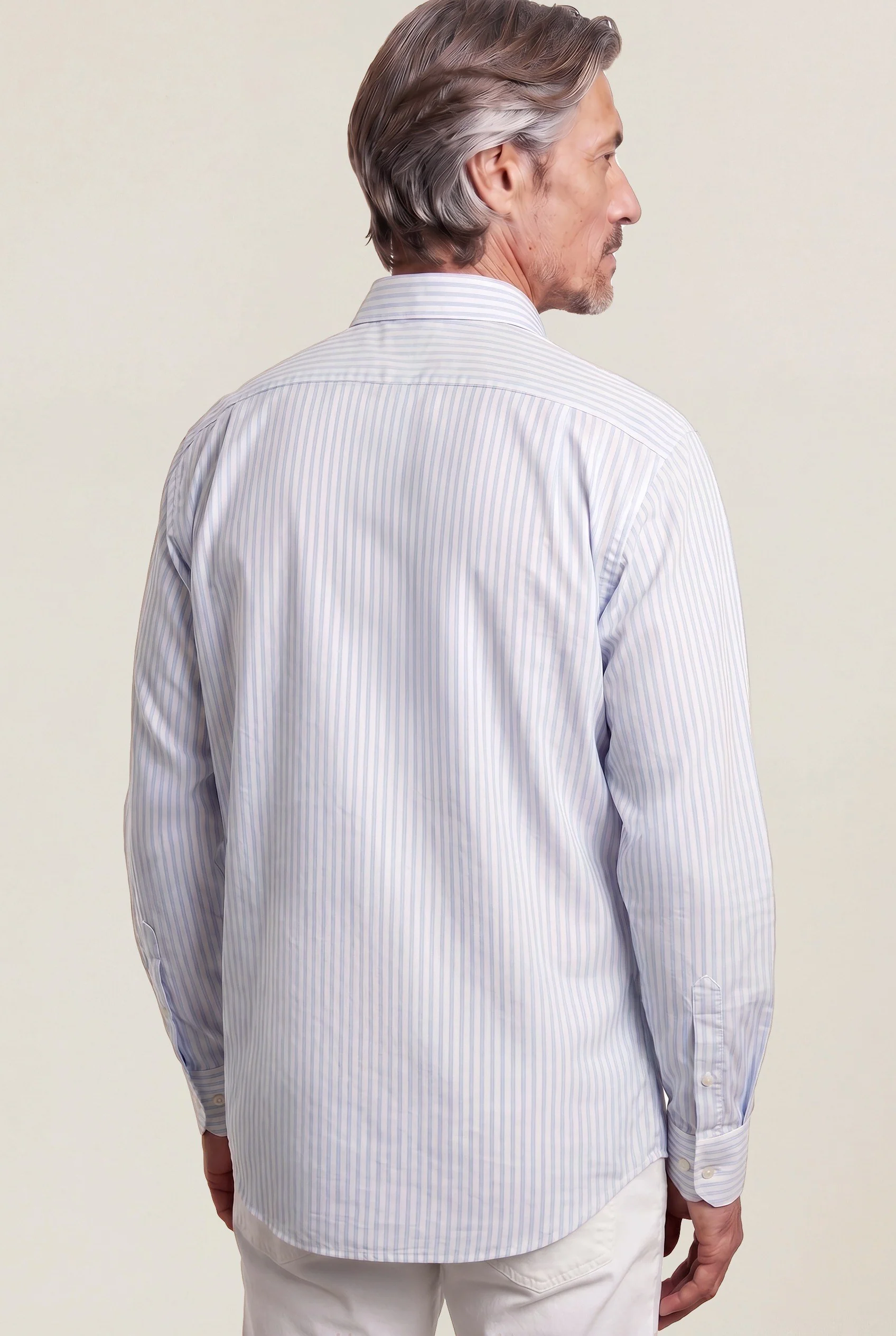 Camisa Oxford às riscas com colarinho aberto, regular fit - Image 9