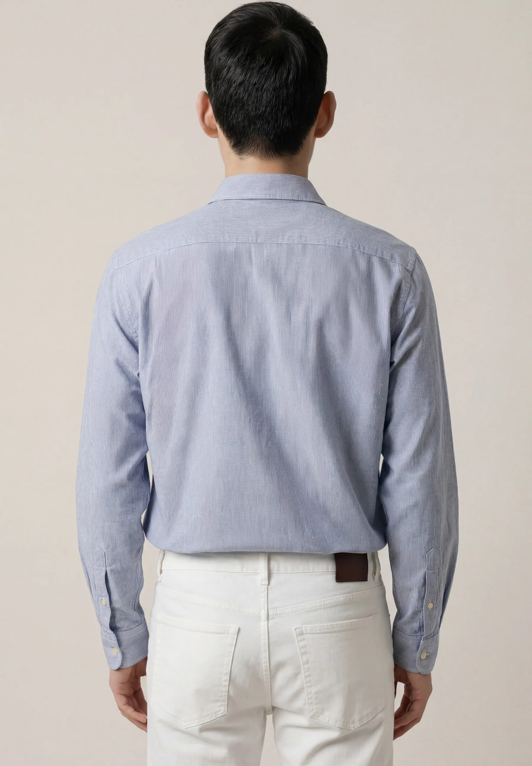 Camisa Oxford às riscas com colarinho aberto, regular fit - Image 3