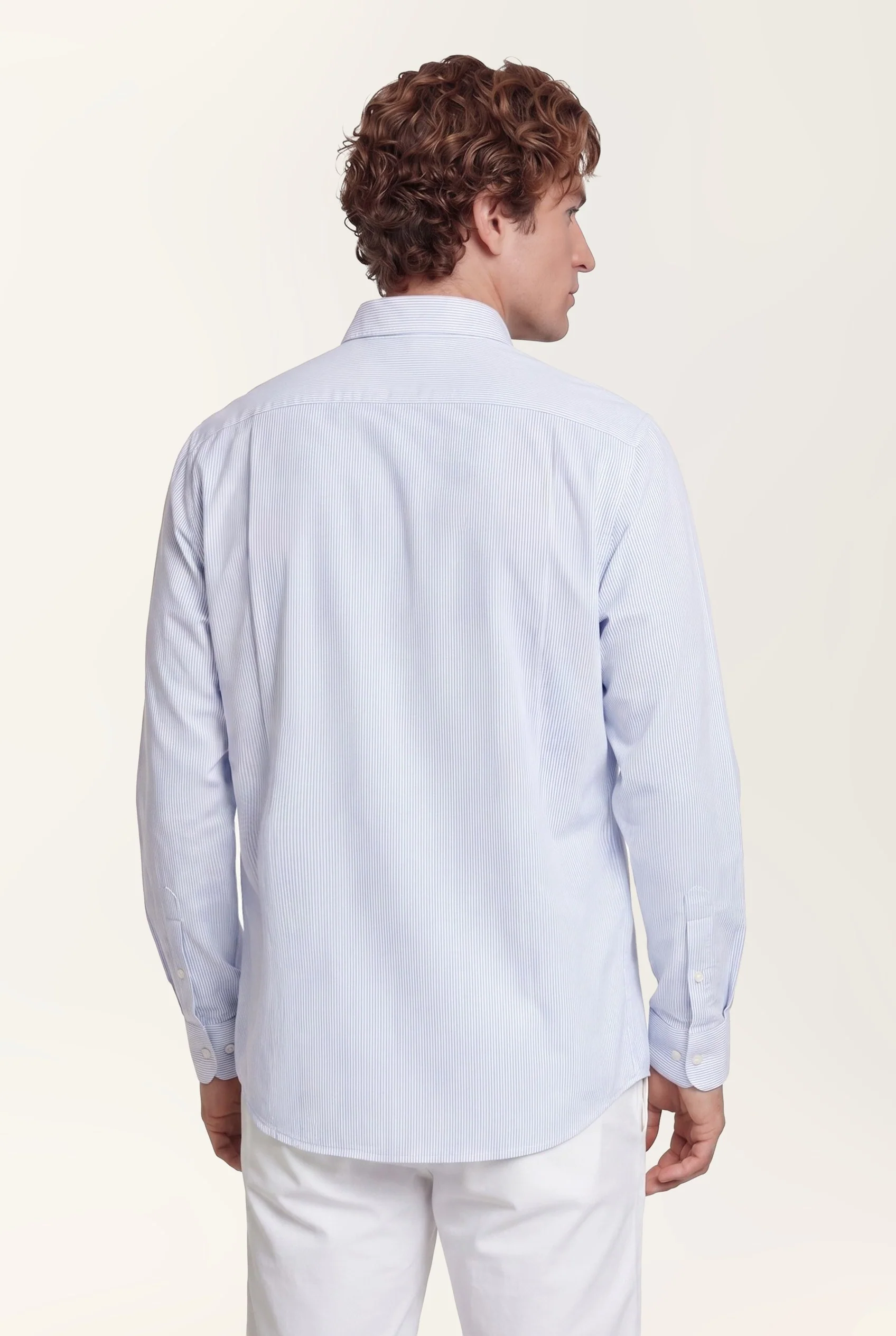 Camisa Oxford às riscas com colarinho aberto, regular fit - Image 7