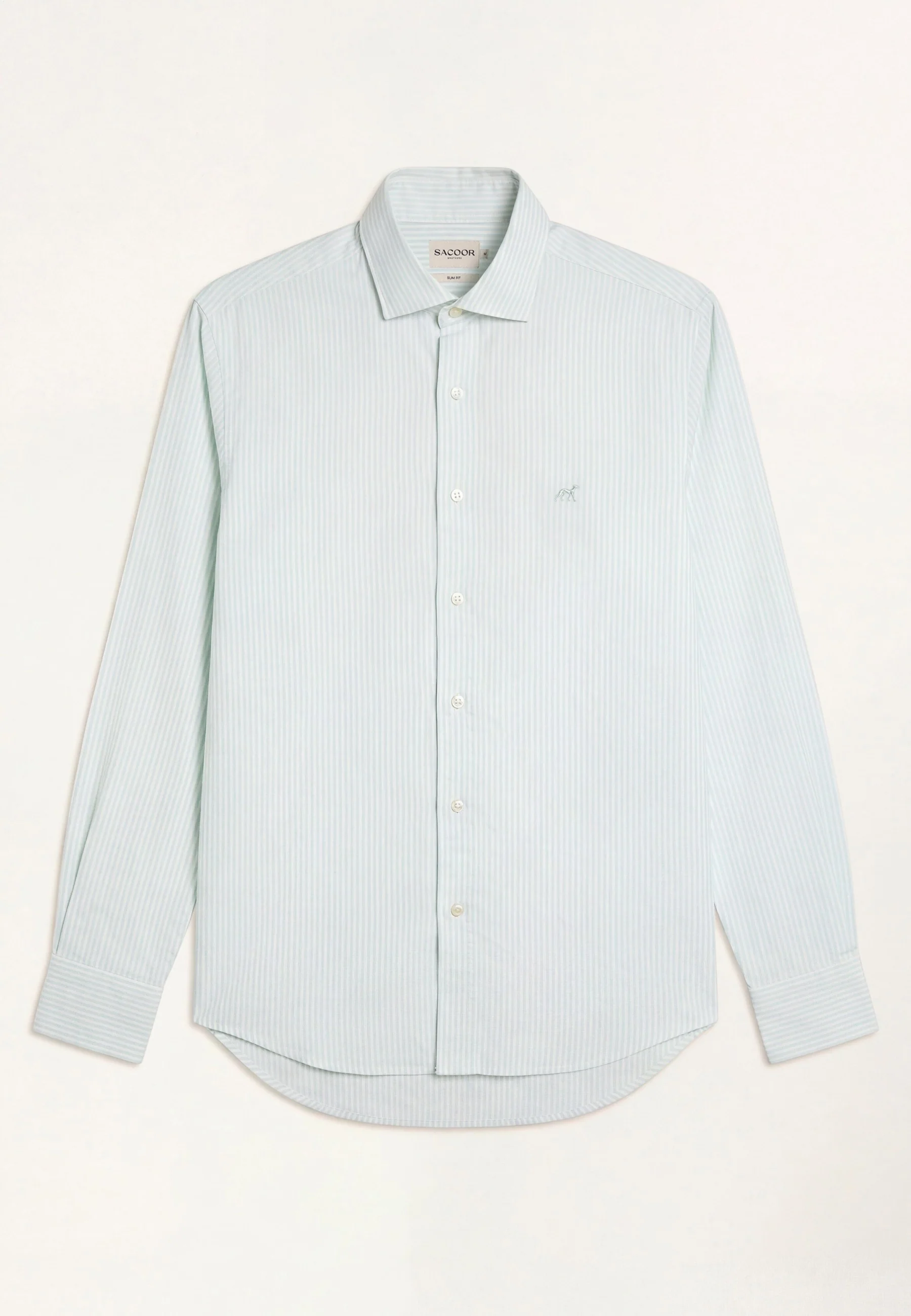 Camisa Oxford às riscas com colarinho aberto, slim fit - Image 10