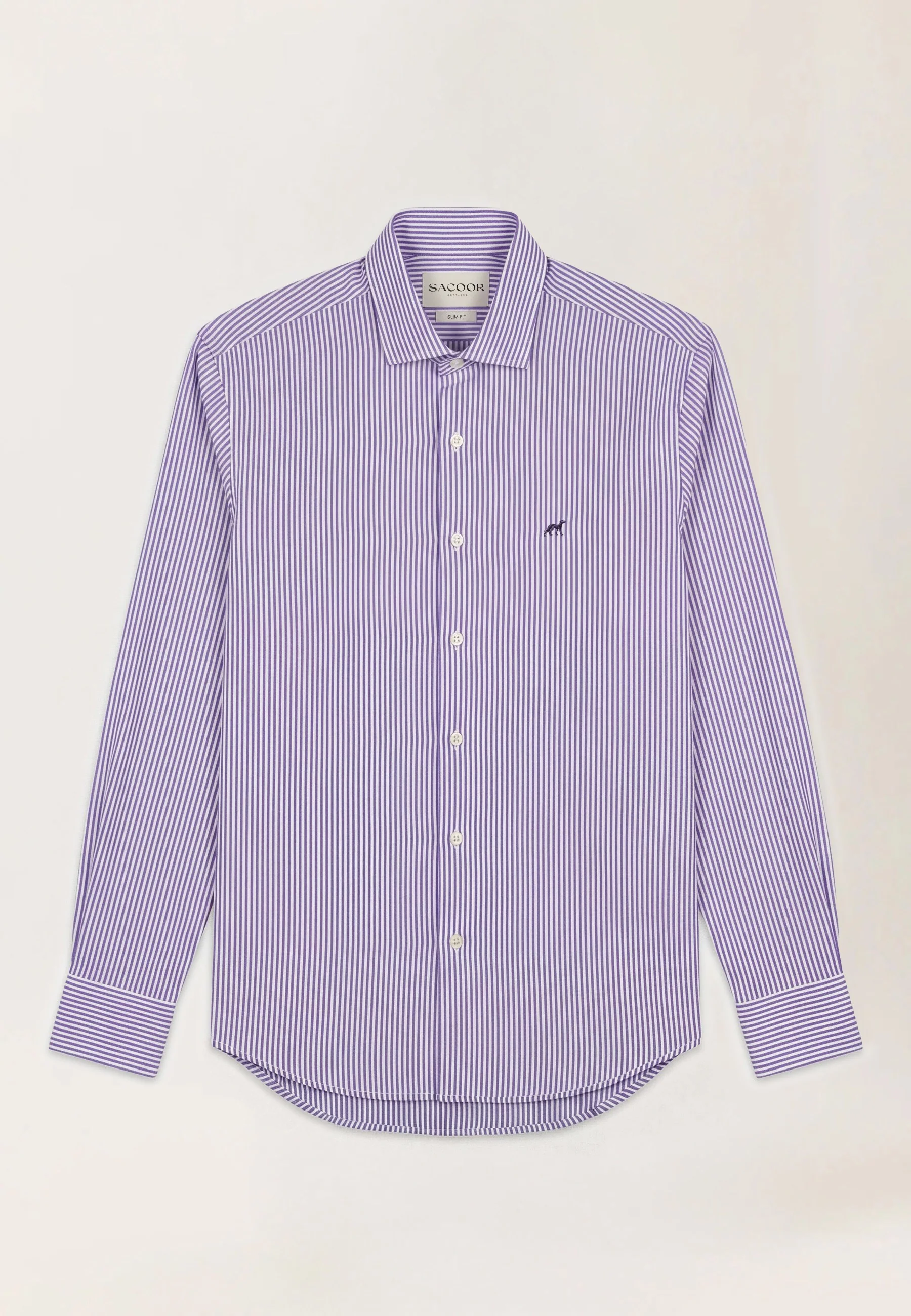 Camisa Oxford às riscas com colarinho aberto, slim fit - Image 17
