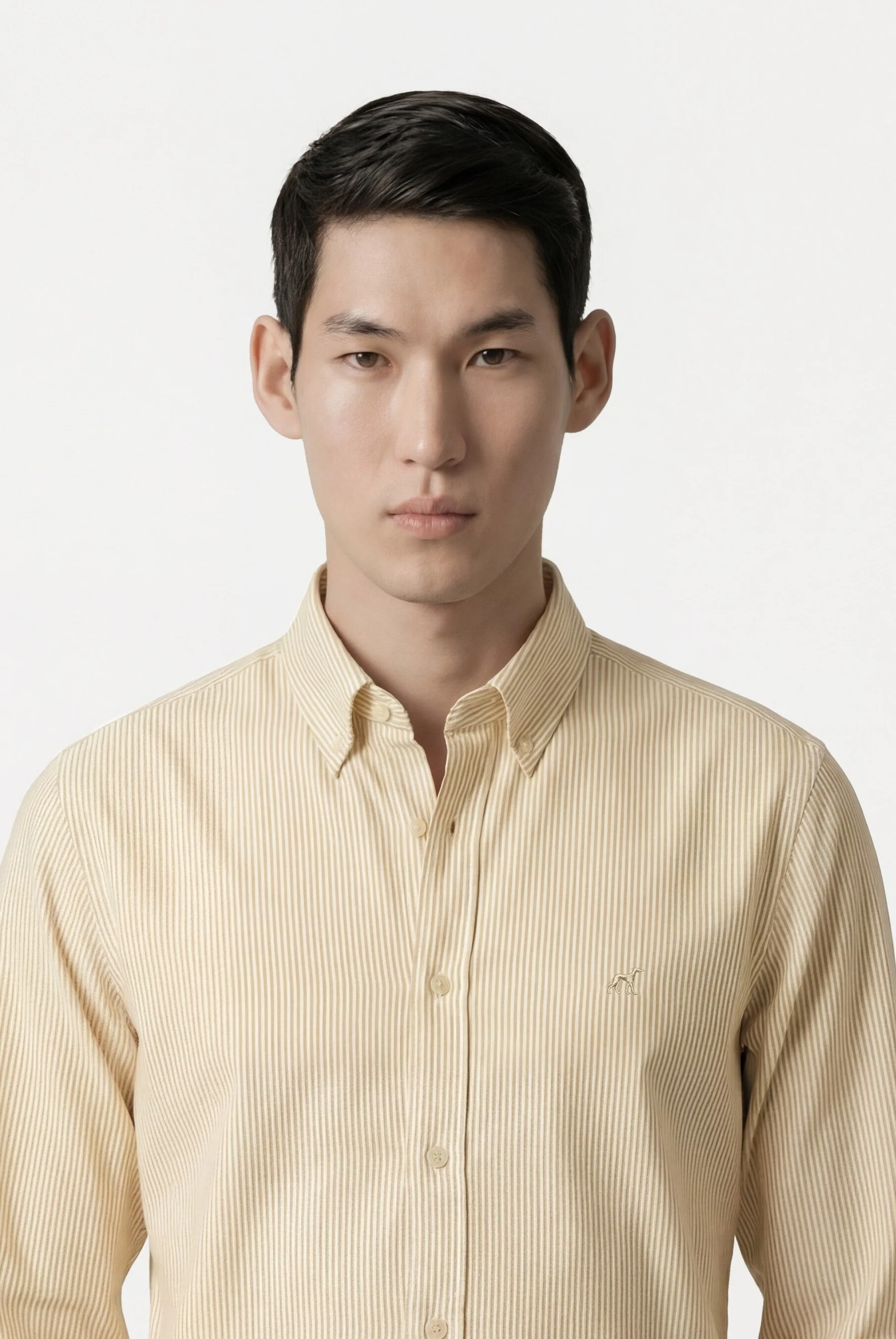Camisa Oxford às riscas com colarinho abotoado, slim fit - Image 15
