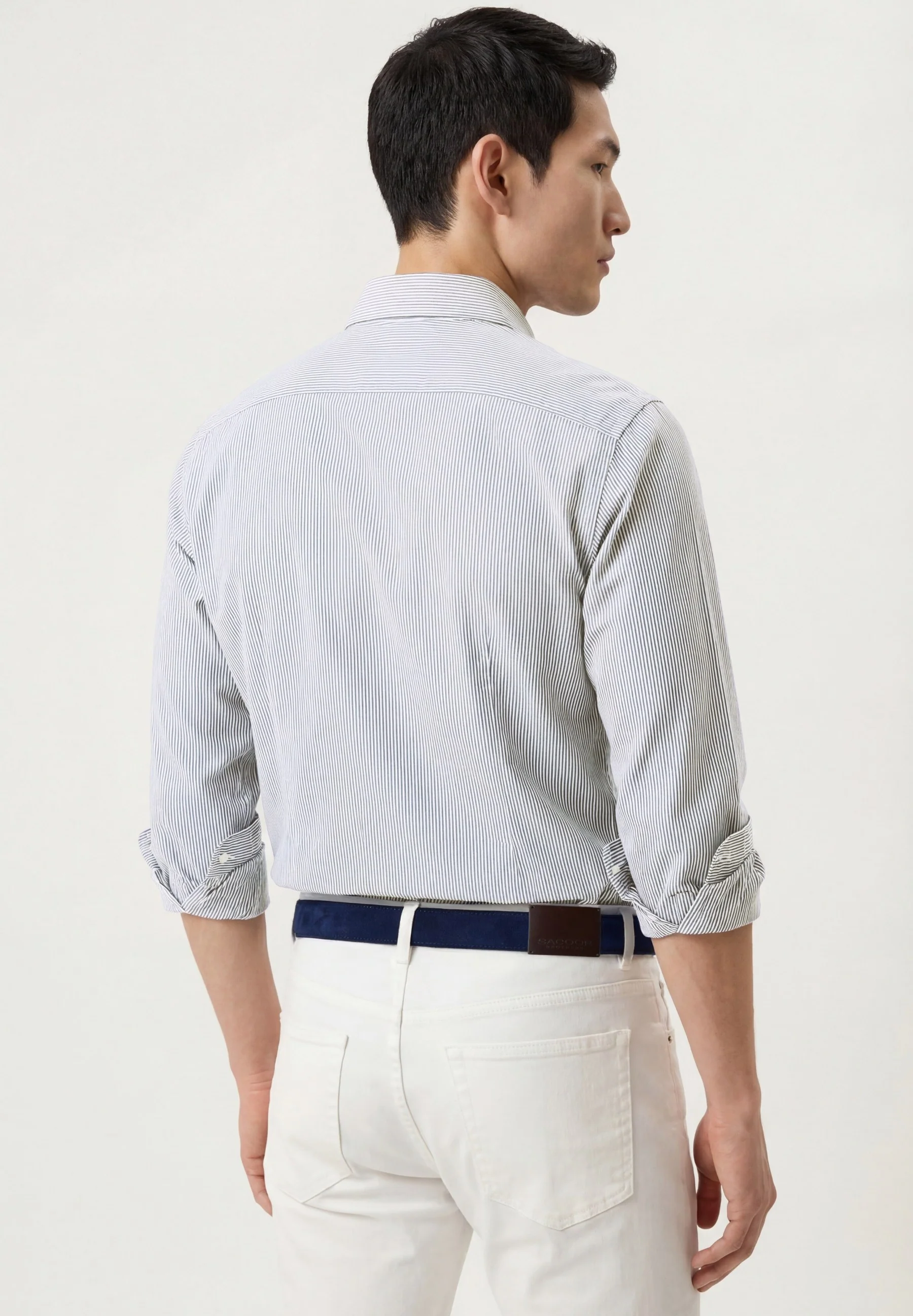 Camisa Oxford às riscas com colarinho abotoado, slim fit - Image 3