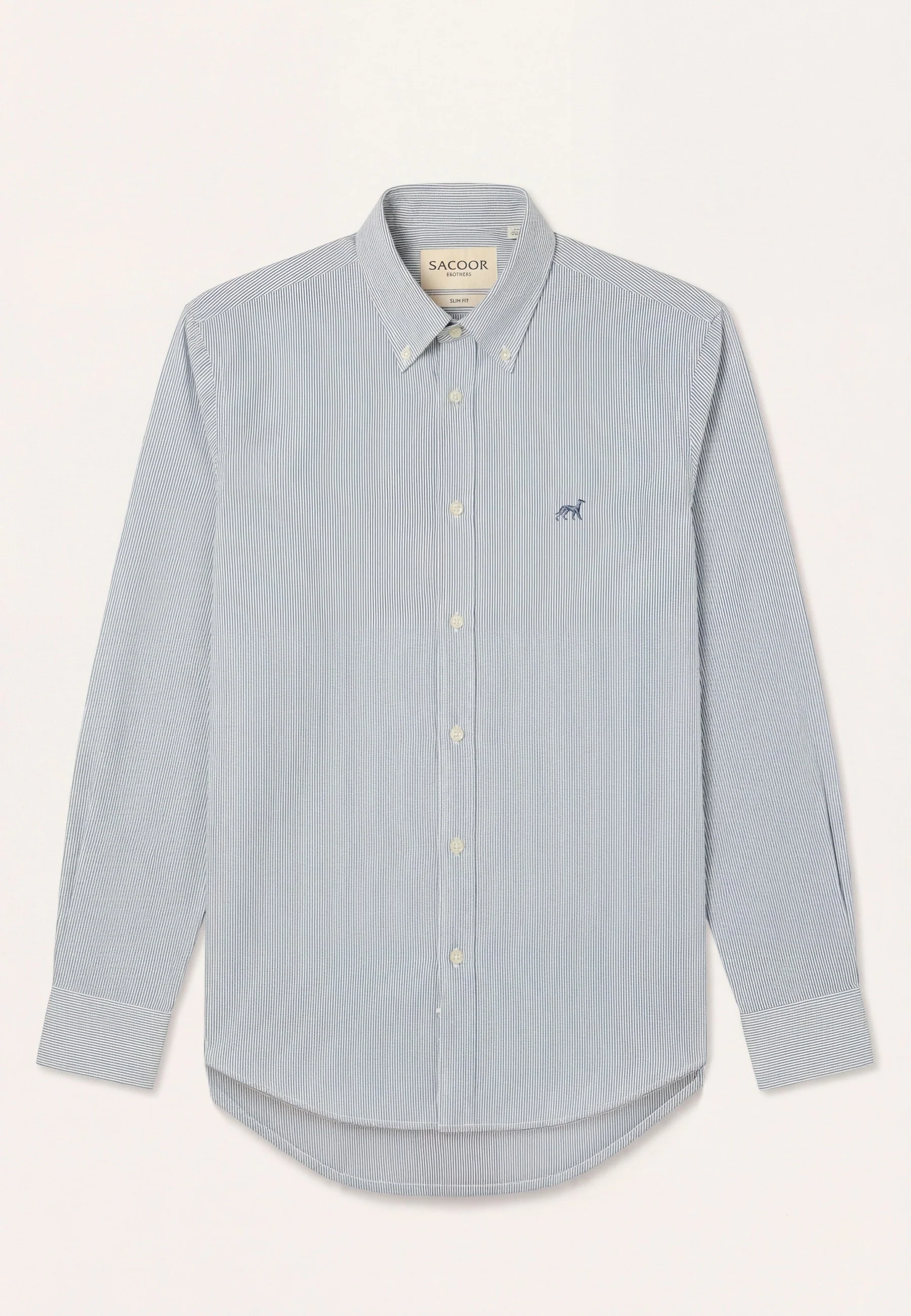 Camisa Oxford às riscas com colarinho abotoado, slim fit - Image 4