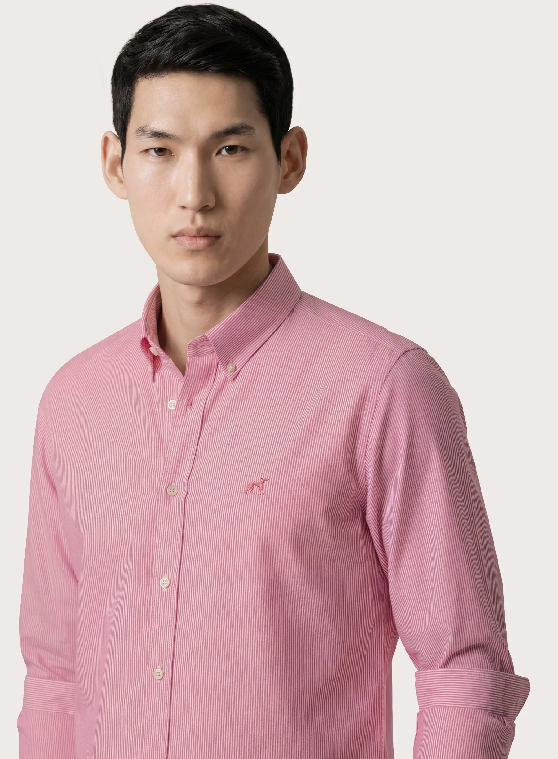 Camisa Oxford às riscas com colarinho abotoado, slim fit - Image 6