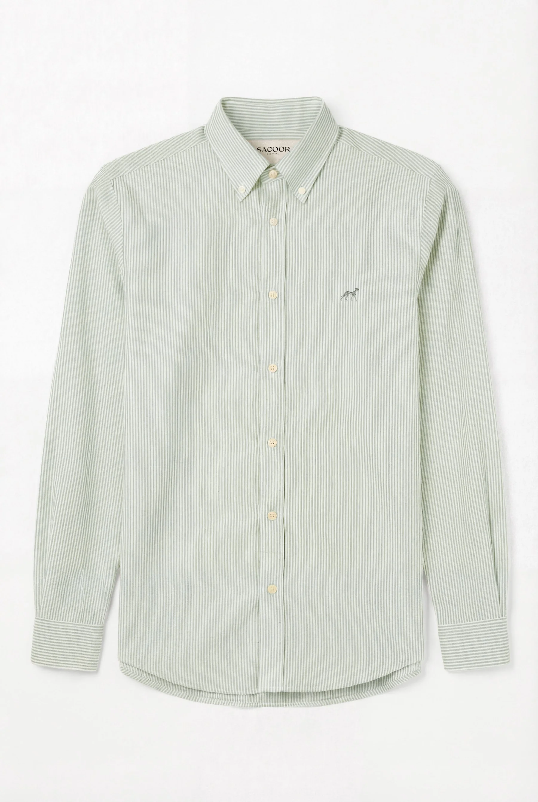 Camisa Oxford às riscas com colarinho abotoado, slim fit - Image 8
